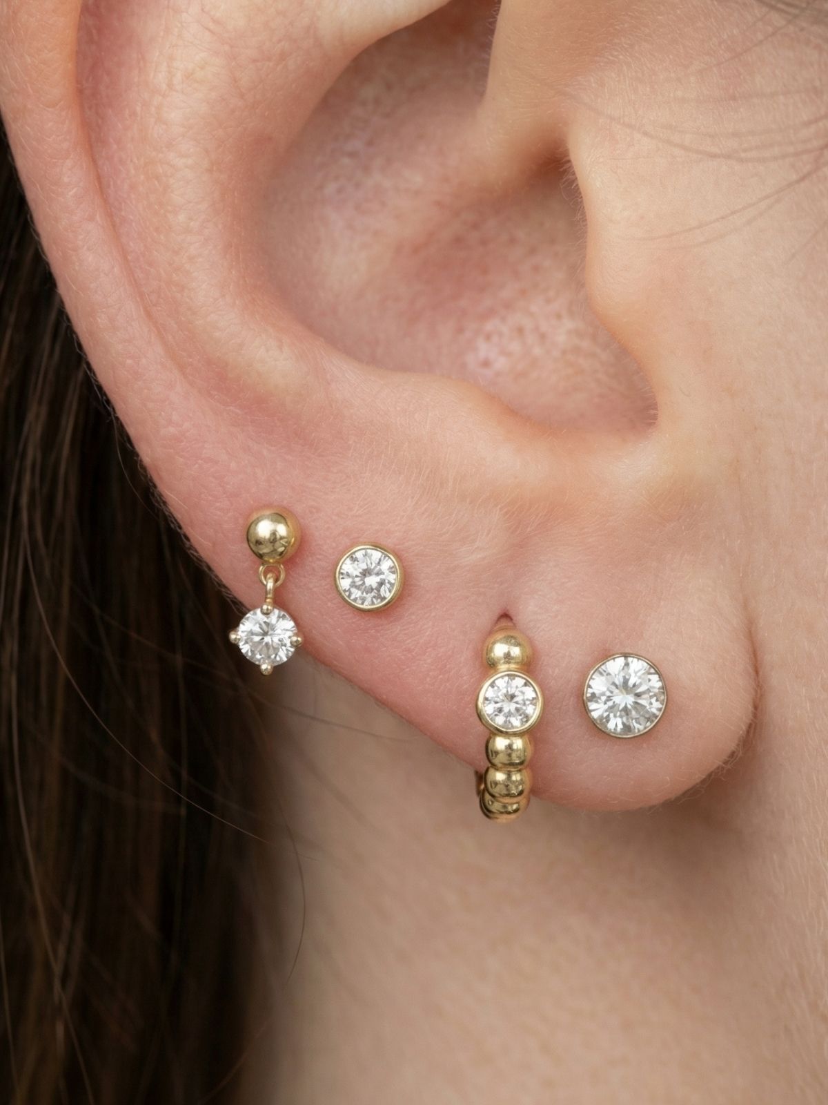 Diamond Flat Back Stud Earrings in 14K Gold