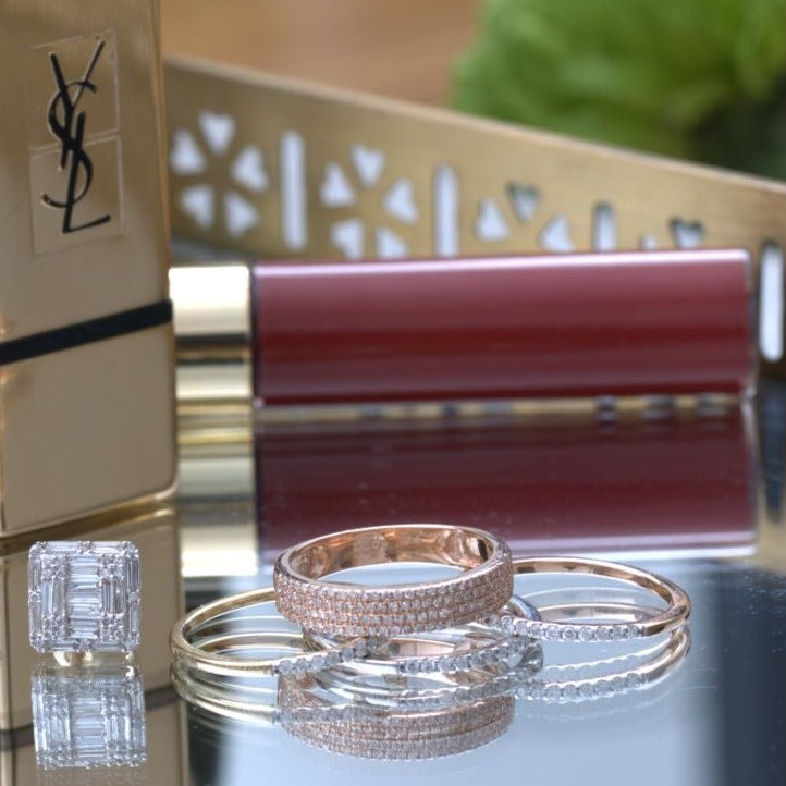 Four Row Diamond PavÃ© Ring Rings Estellacollection #product_description# 17696 14k Diamond Gemstone #tag4# #tag5# #tag6# #tag7# #tag8# #tag9# #tag10# 14K Yellow Gold 7