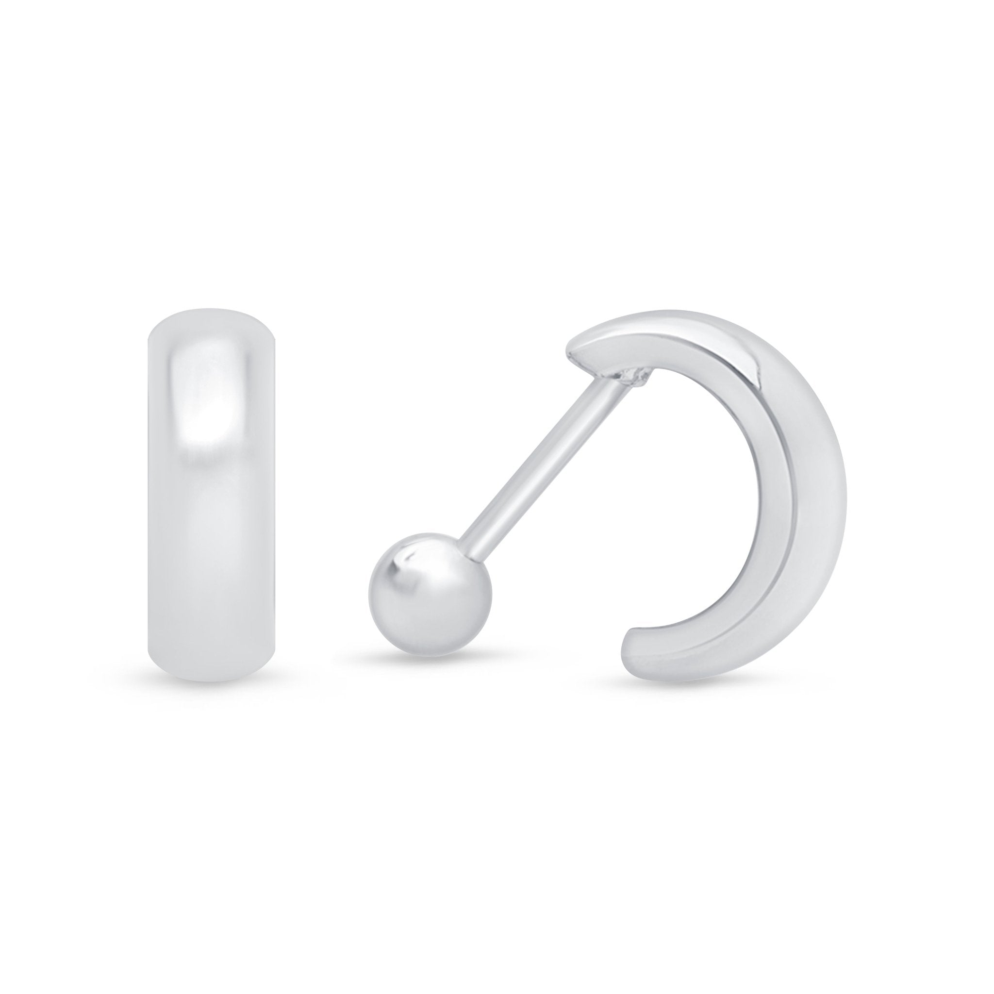 Bubble Hoop Illusion Ear Cuff Earring in Solid 14k White Gold