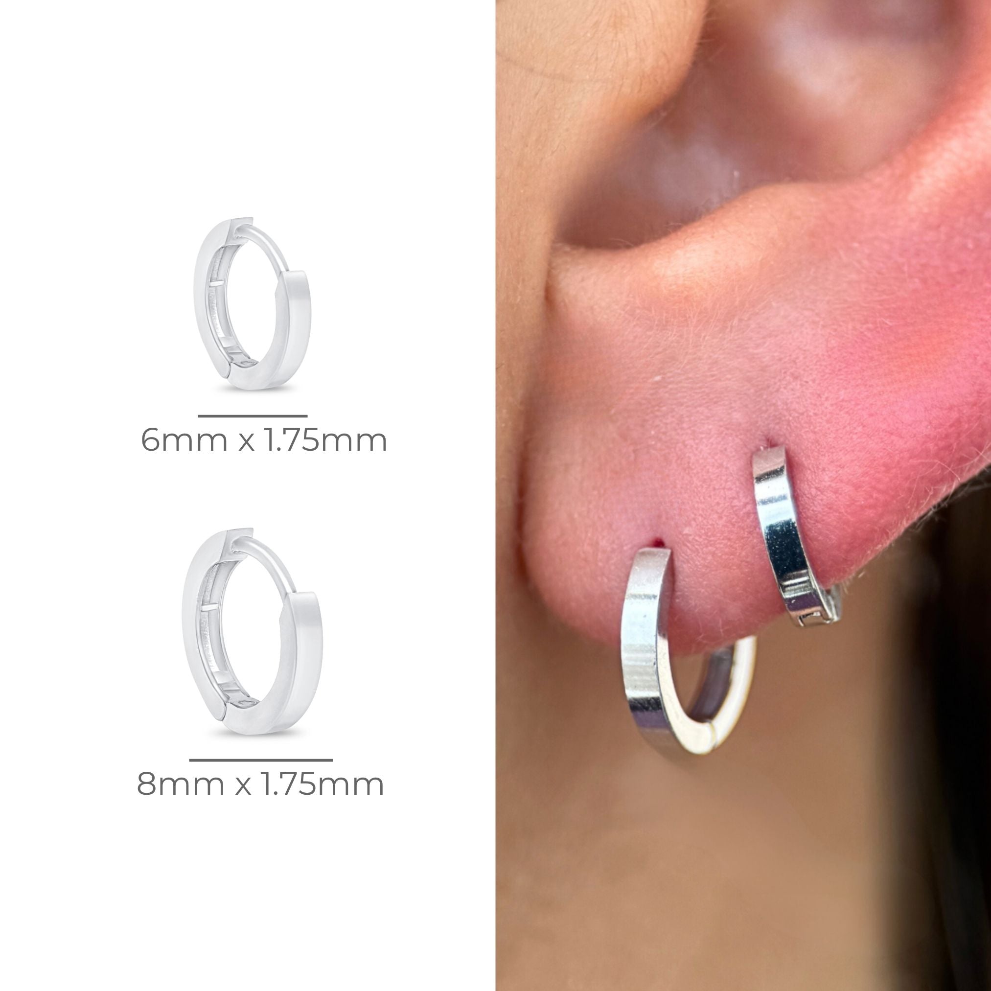 Gold Mini Hoop Earring in Solid 14k White Gold