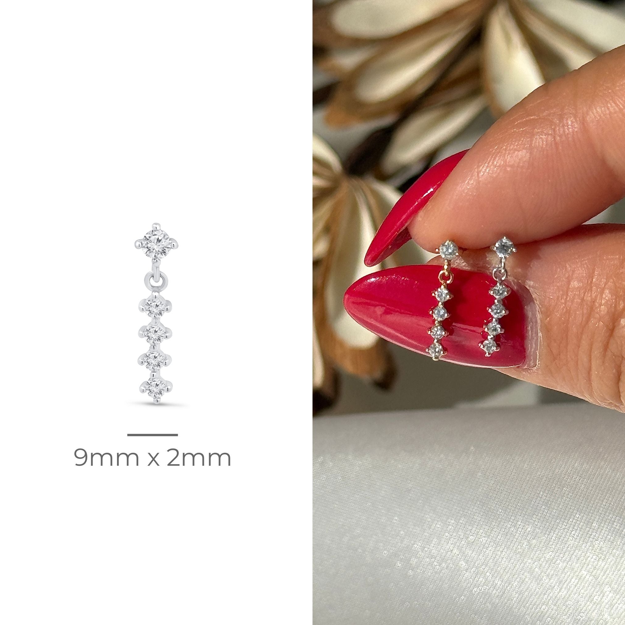 Timeless Round Diamond Strand Flat Back Stud in Solid 14k White Gold