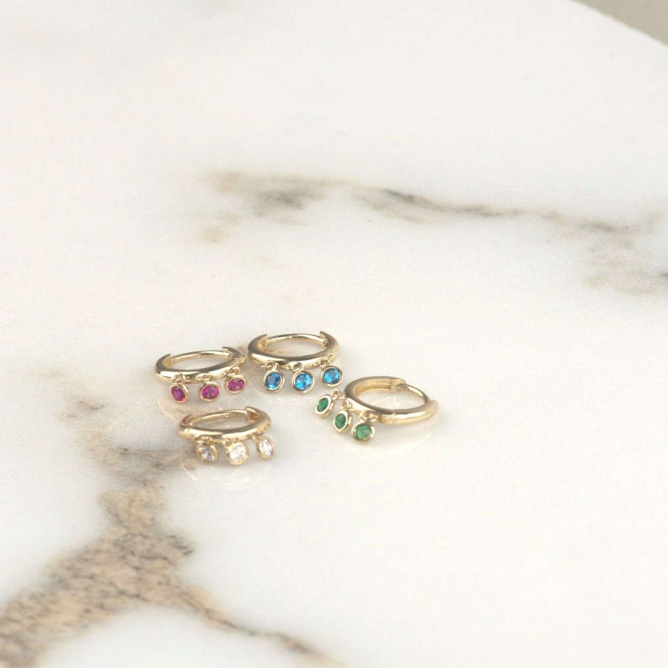 Ruby Charm Hoop in Solid 14k Yellow Gold