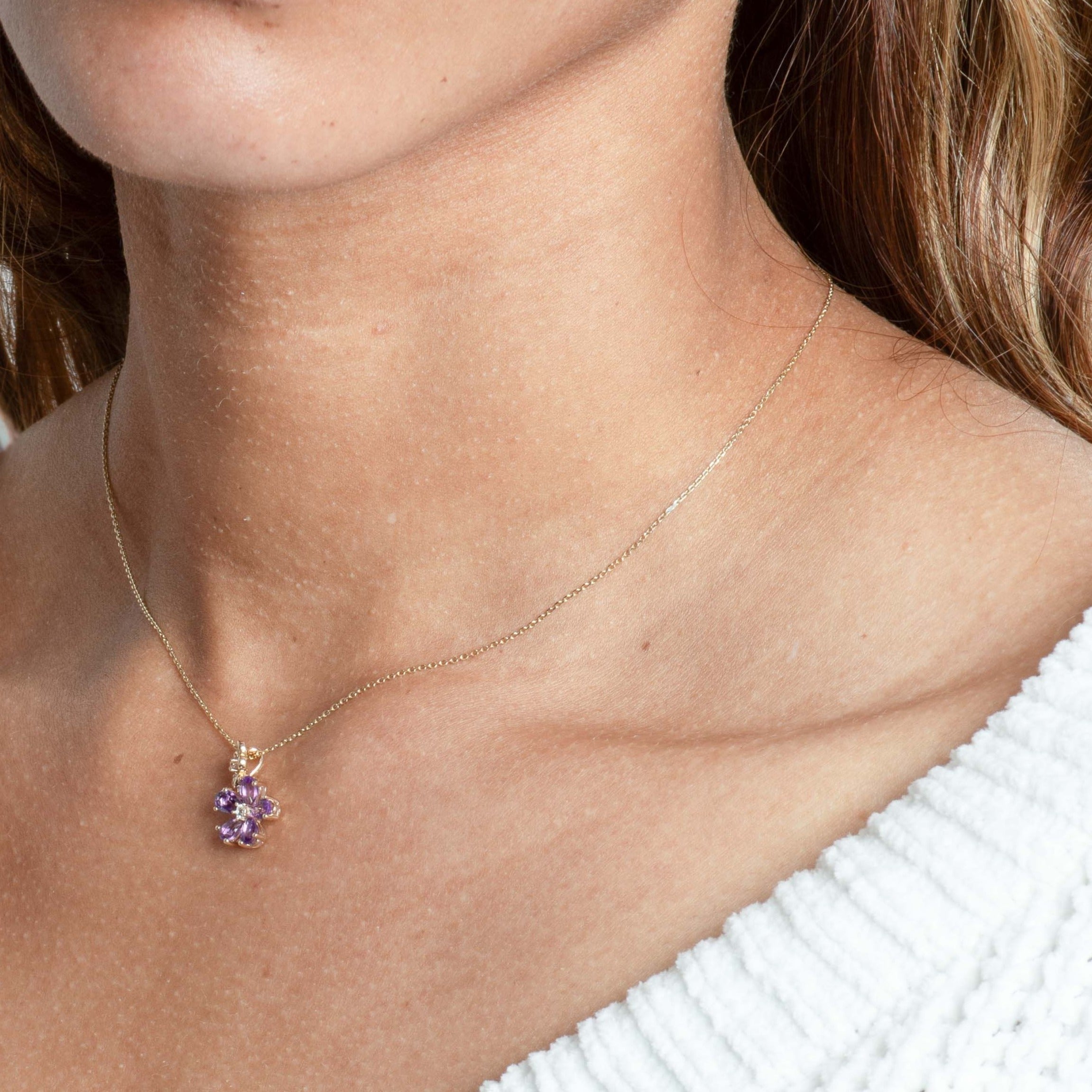Double Flower Drop Pendant in Amethyst and White Sapphire Necklaces Estellacollection #product_description# 32733 10k Amethyst Birthstone #tag4# #tag5# #tag6# #tag7# #tag8# #tag9# #tag10#