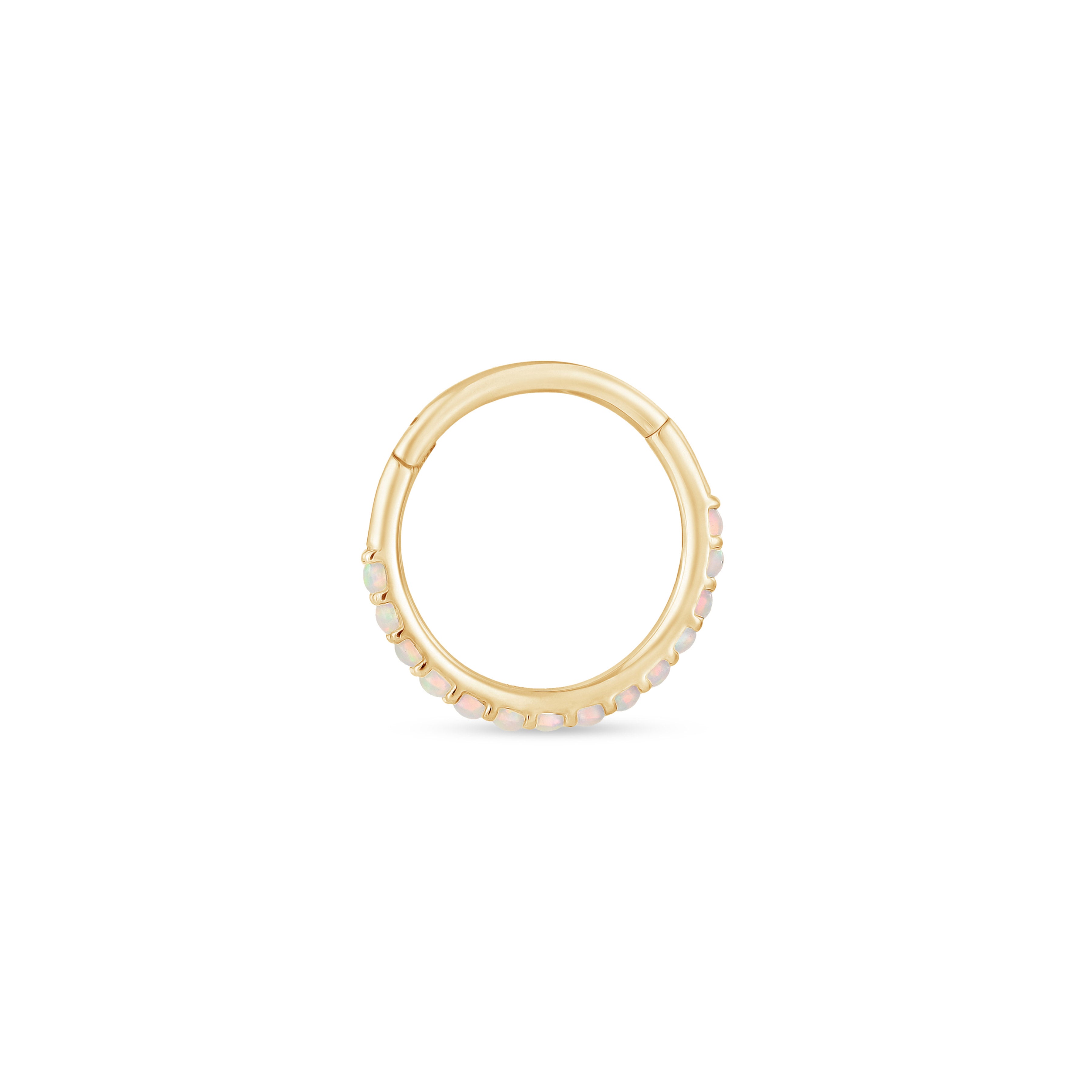 Opal Hoop Earring in Solid 14k Yellow Gold