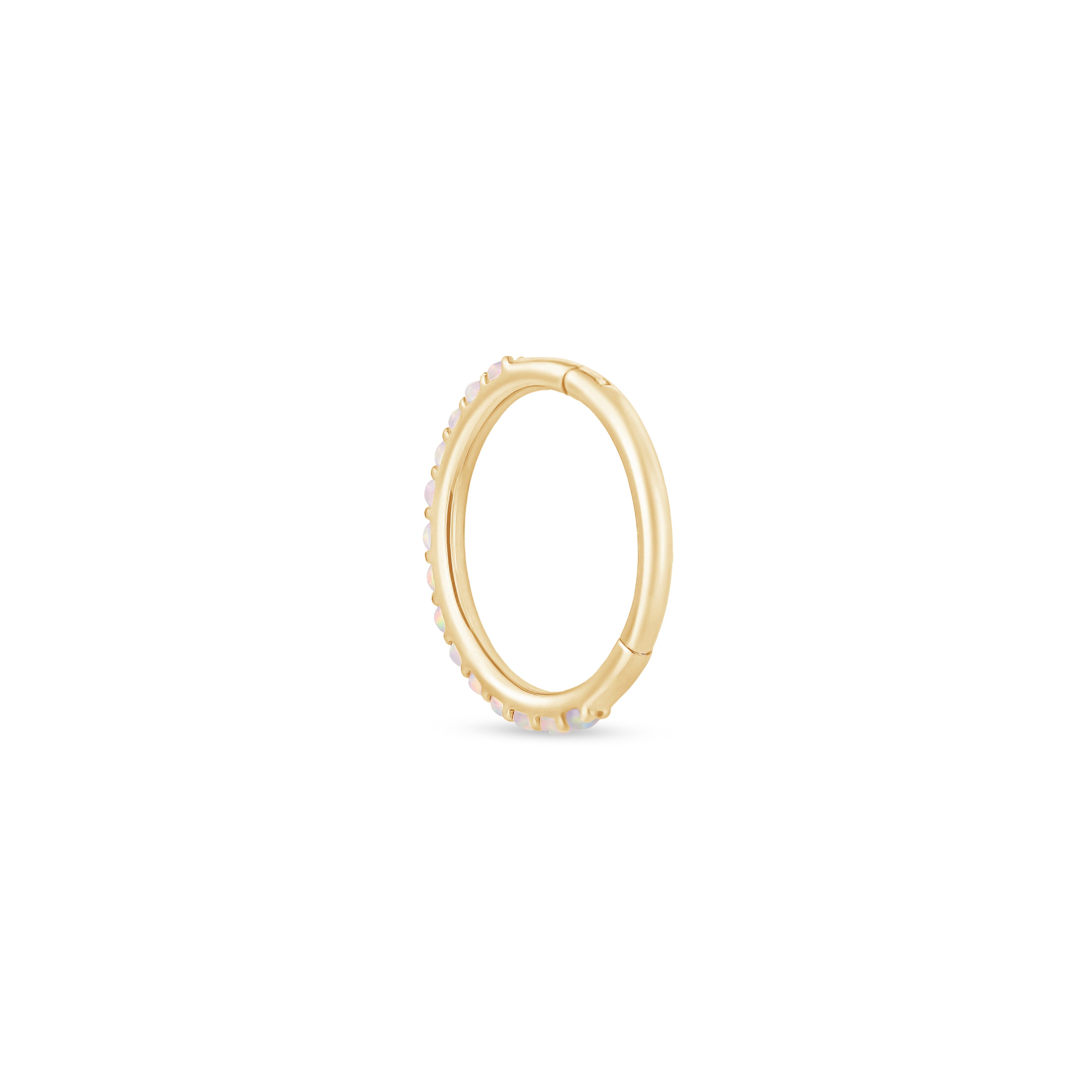 Opal Hoop Earring in Solid 14k Yellow Gold