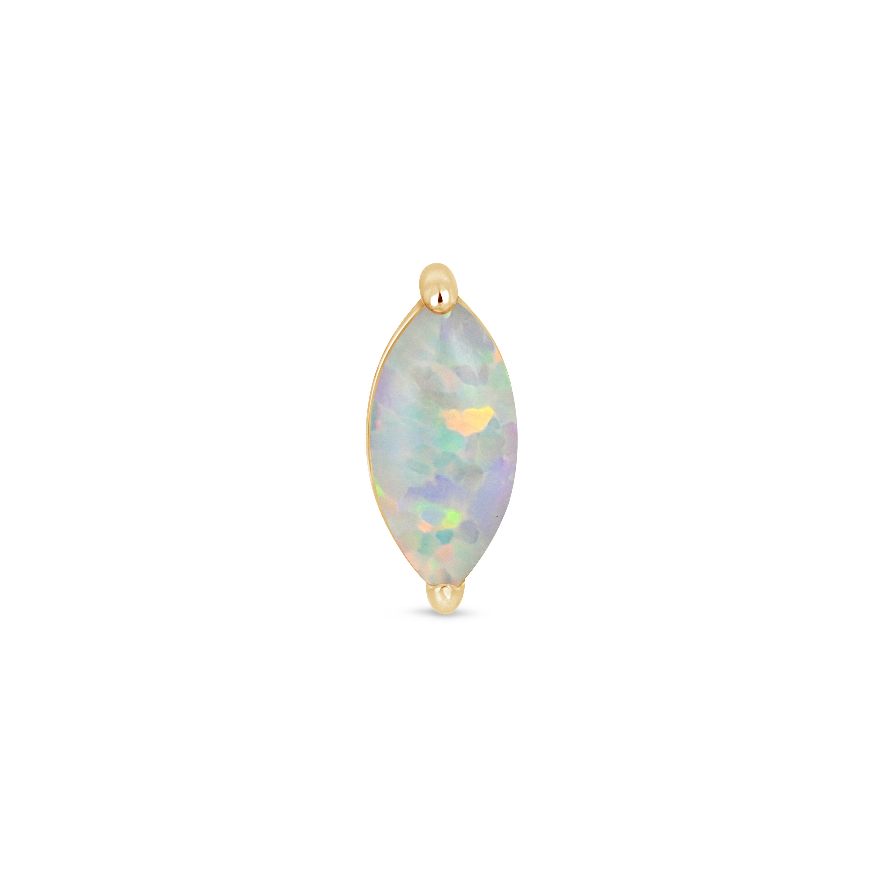 Solid 14k Gold Marquise Opal Stud Earring