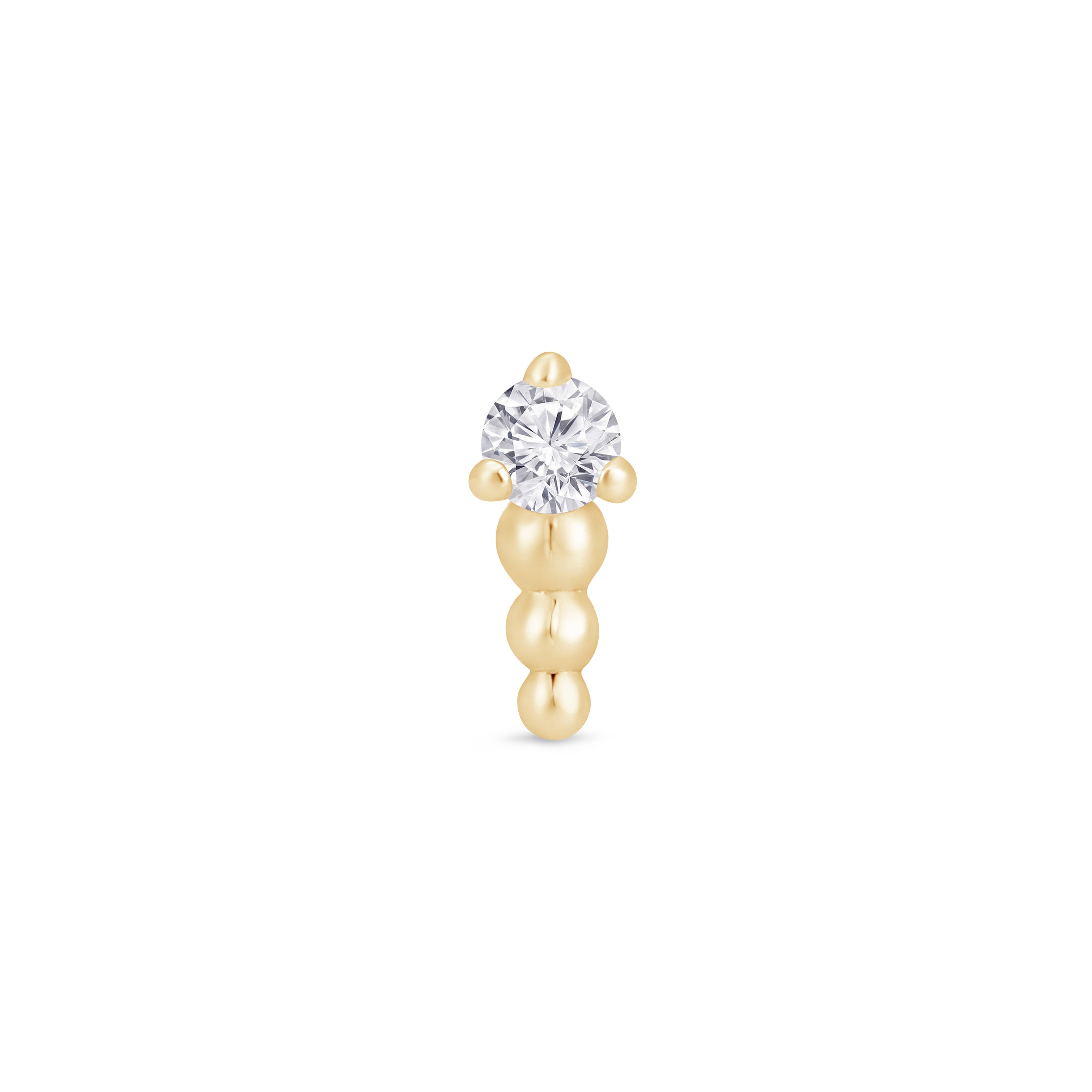 Solid 14k Yellow Gold Round CZ Beaded Earring