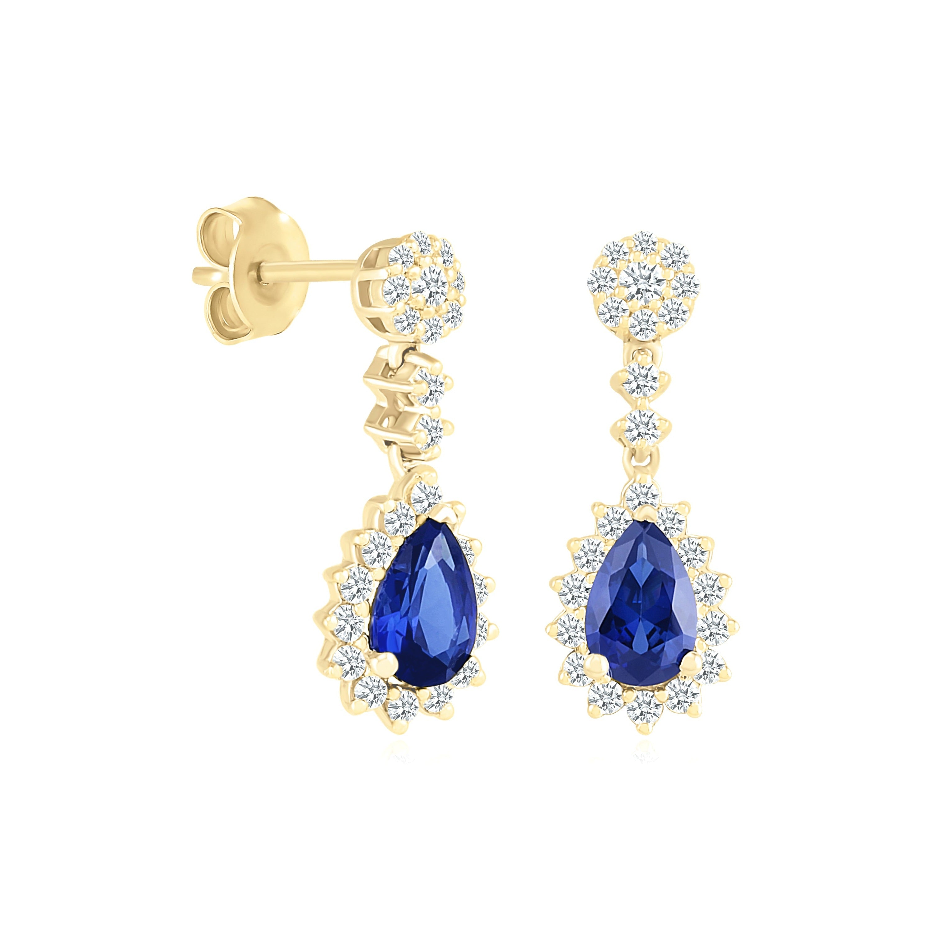 Blue Sapphire Dangle Earrings with White Sapphire Halo Earrings Estellacollection #product_description# 32654 10k Birthstone blue #tag4# #tag5# #tag6# #tag7# #tag8# #tag9# #tag10#