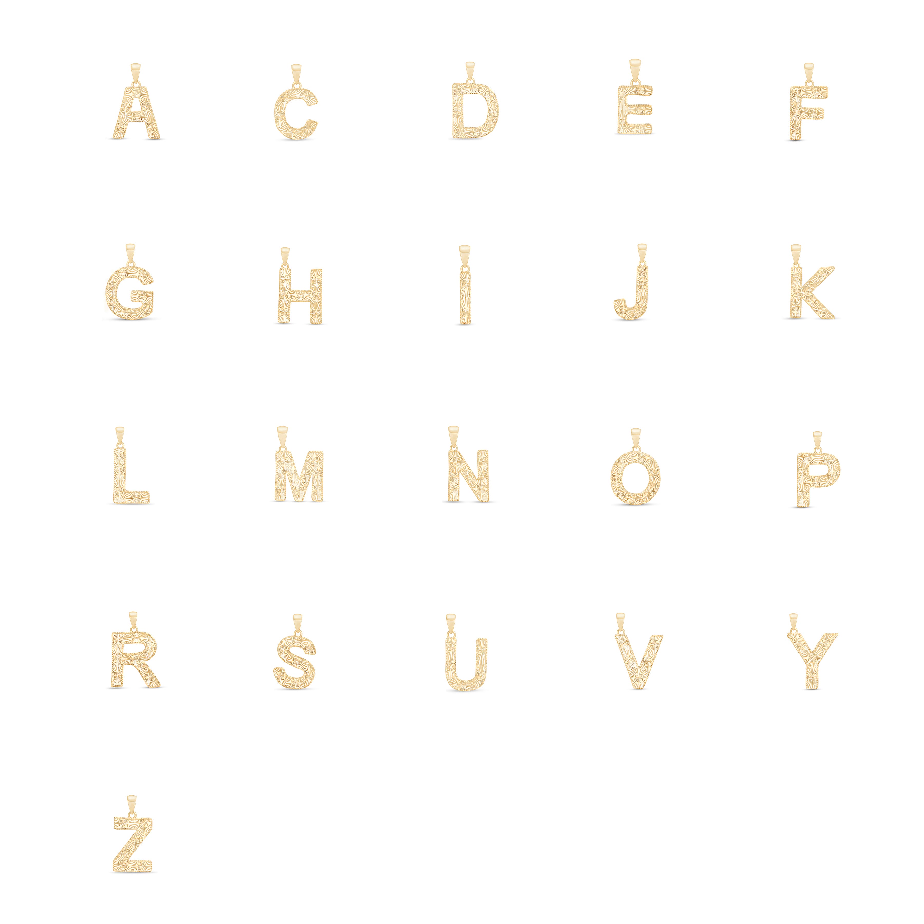 Radiant-Cut Initial Pendant in Solid 10k Yellow Gold - H