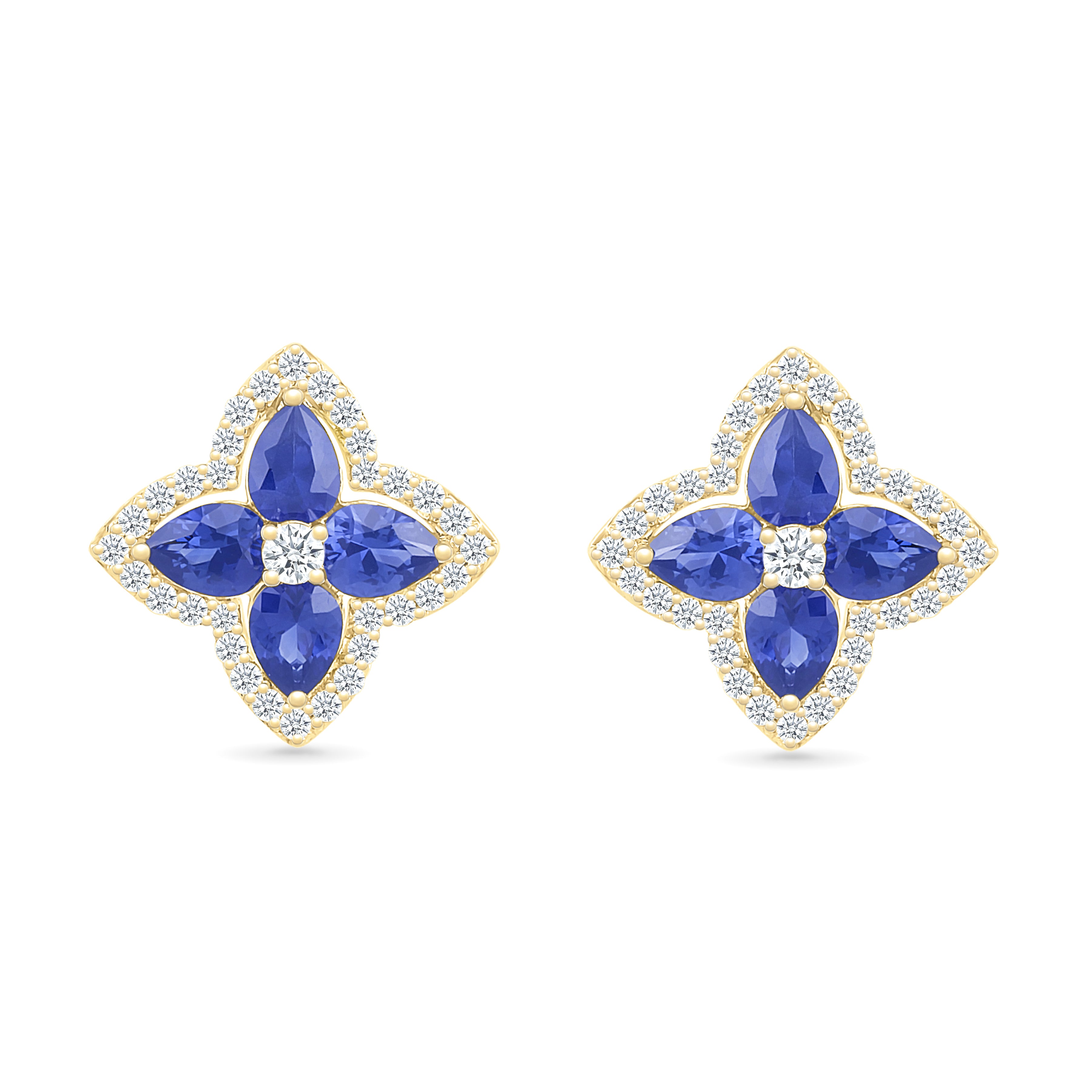 Blue Sapphire Clover Stud Earrings with White Sapphire Halo Earrings Estellacollection #product_description# 32657 10k Birthstone blue #tag4# #tag5# #tag6# #tag7# #tag8# #tag9# #tag10#