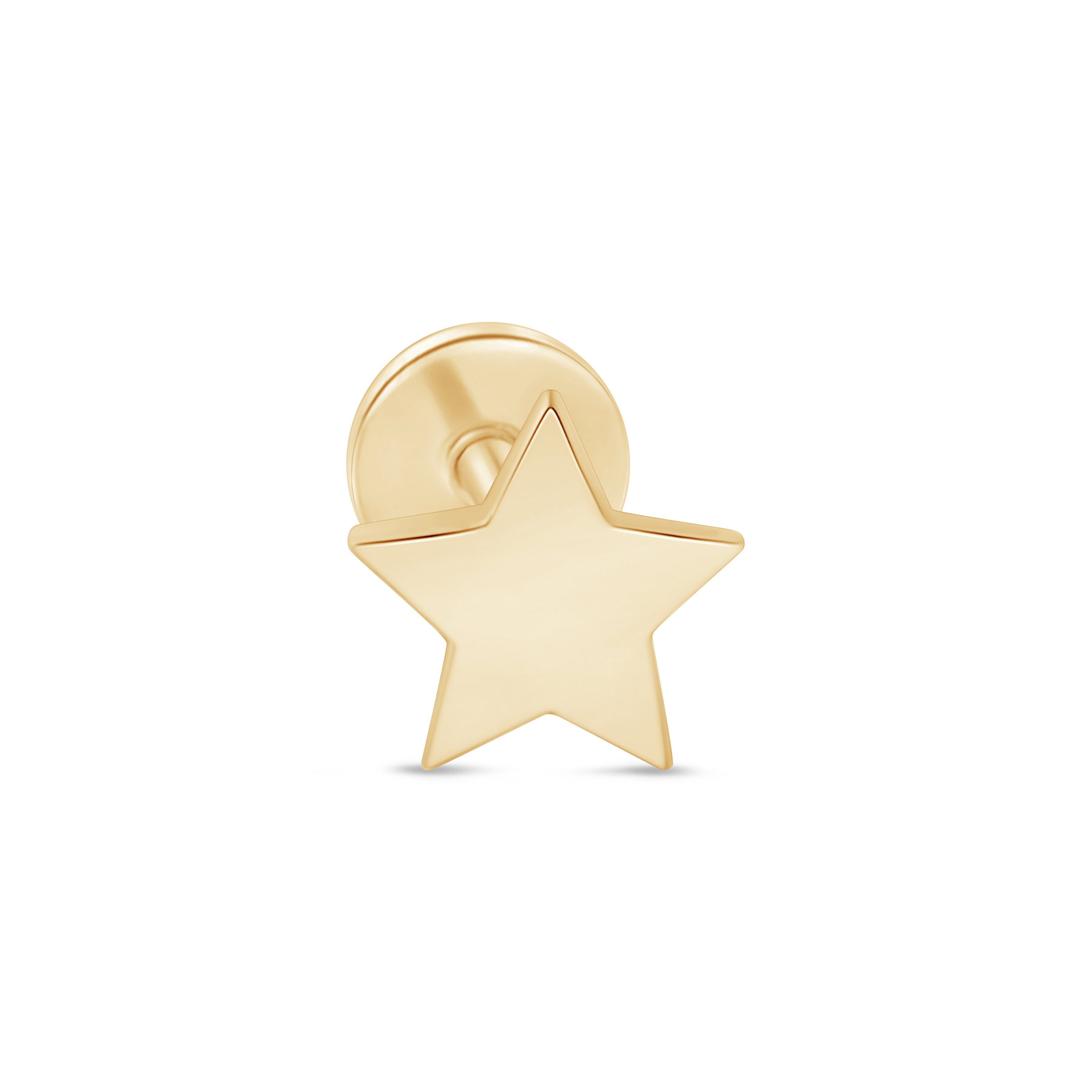 Gold Star Flat Back Stud in Solid 14k Yellow Gold
