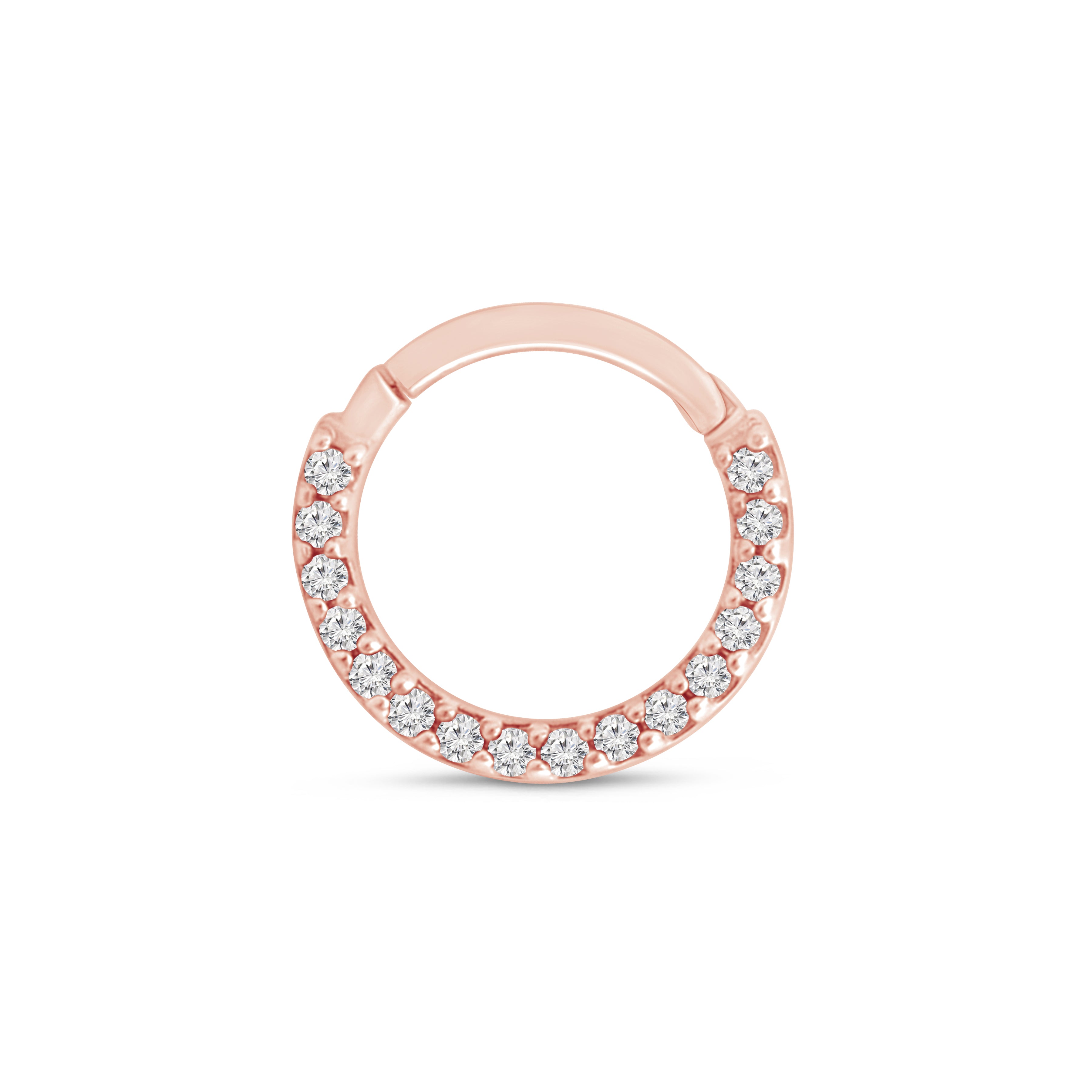 Gemstone Studded Eternity Clicker Hoop in Solid 14k Rose Gold
