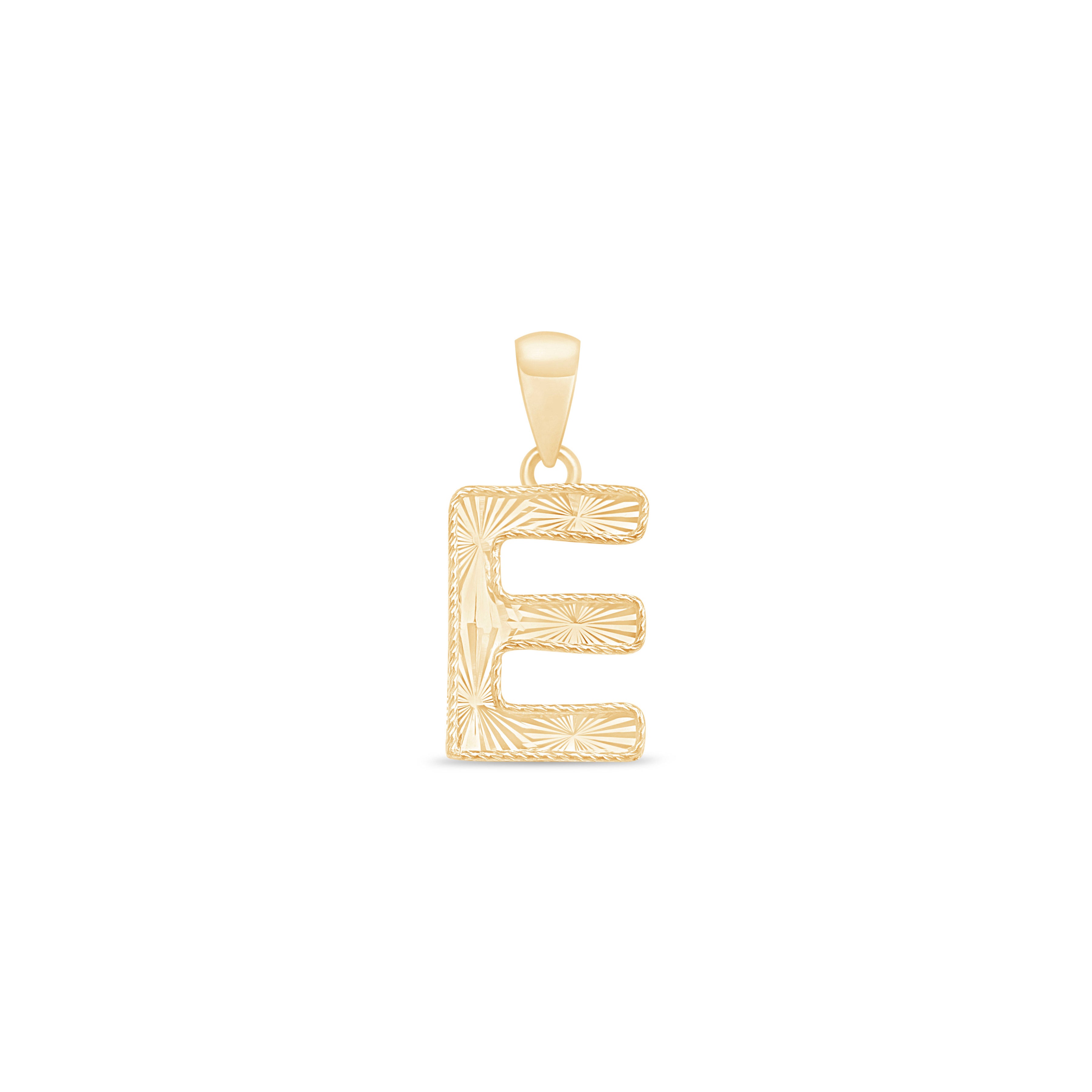 Radiant-Cut Initial Pendant in Solid 10k Yellow Gold - E