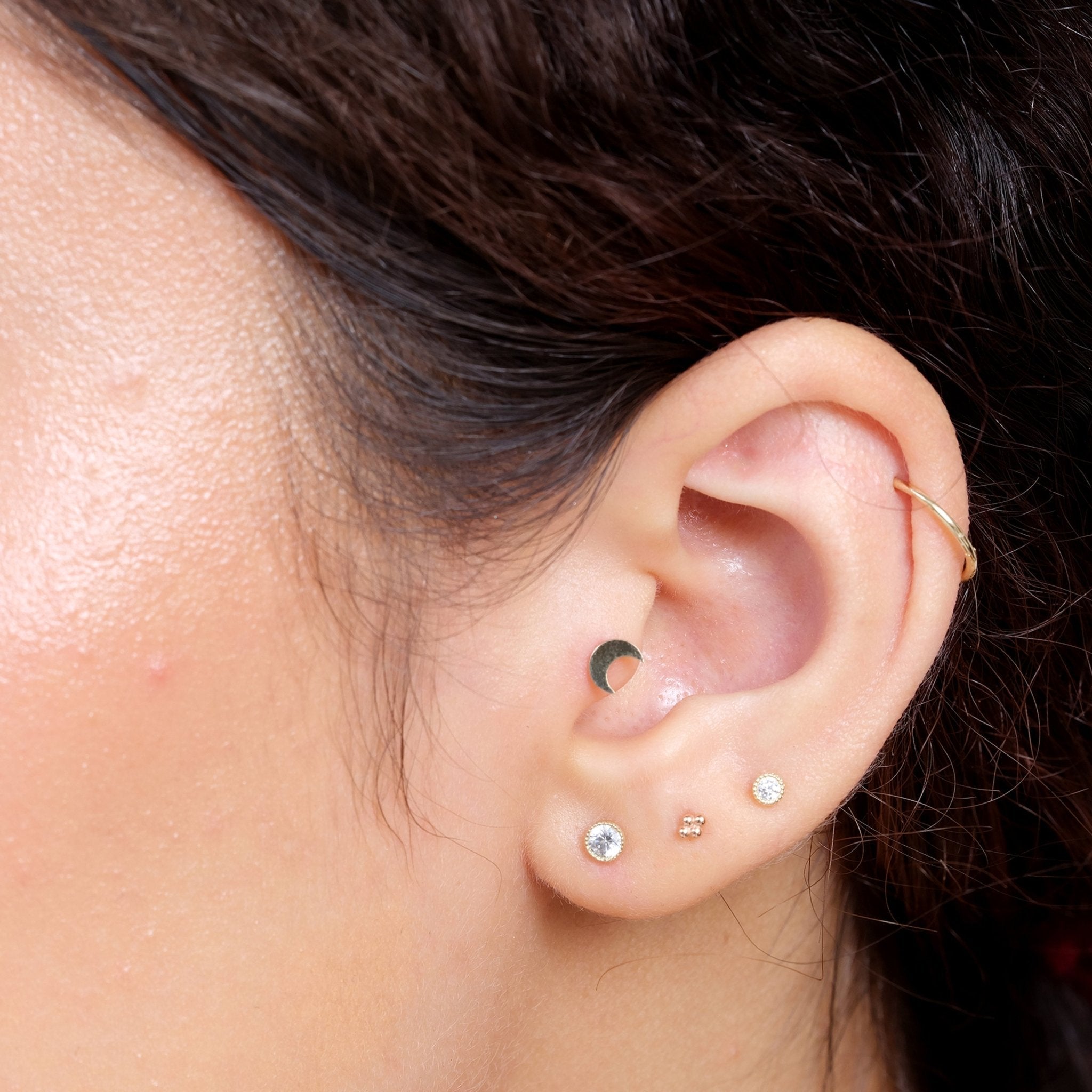 Bead Cluster Flat Back Stud in Solid 14k Rose Gold