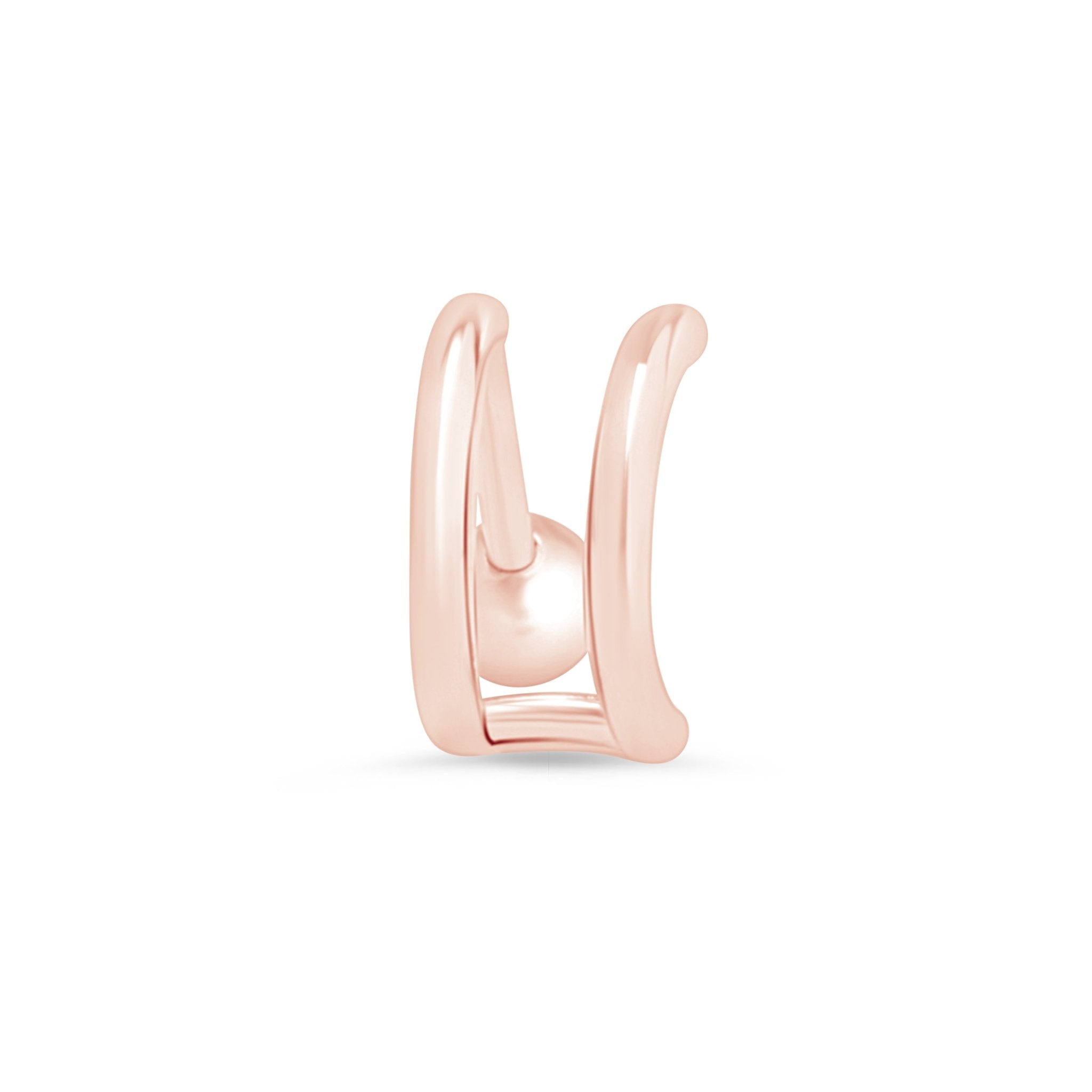 Double Hoop Illusion Ear Cuff Earring in Solid 14k Rose Gold