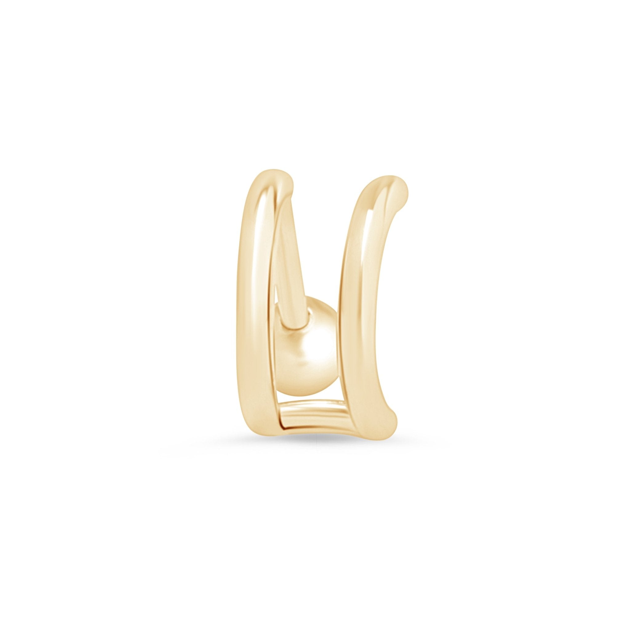 Double Hoop Illusion Ear Cuff Earring in Solid 14k Yellow Gold