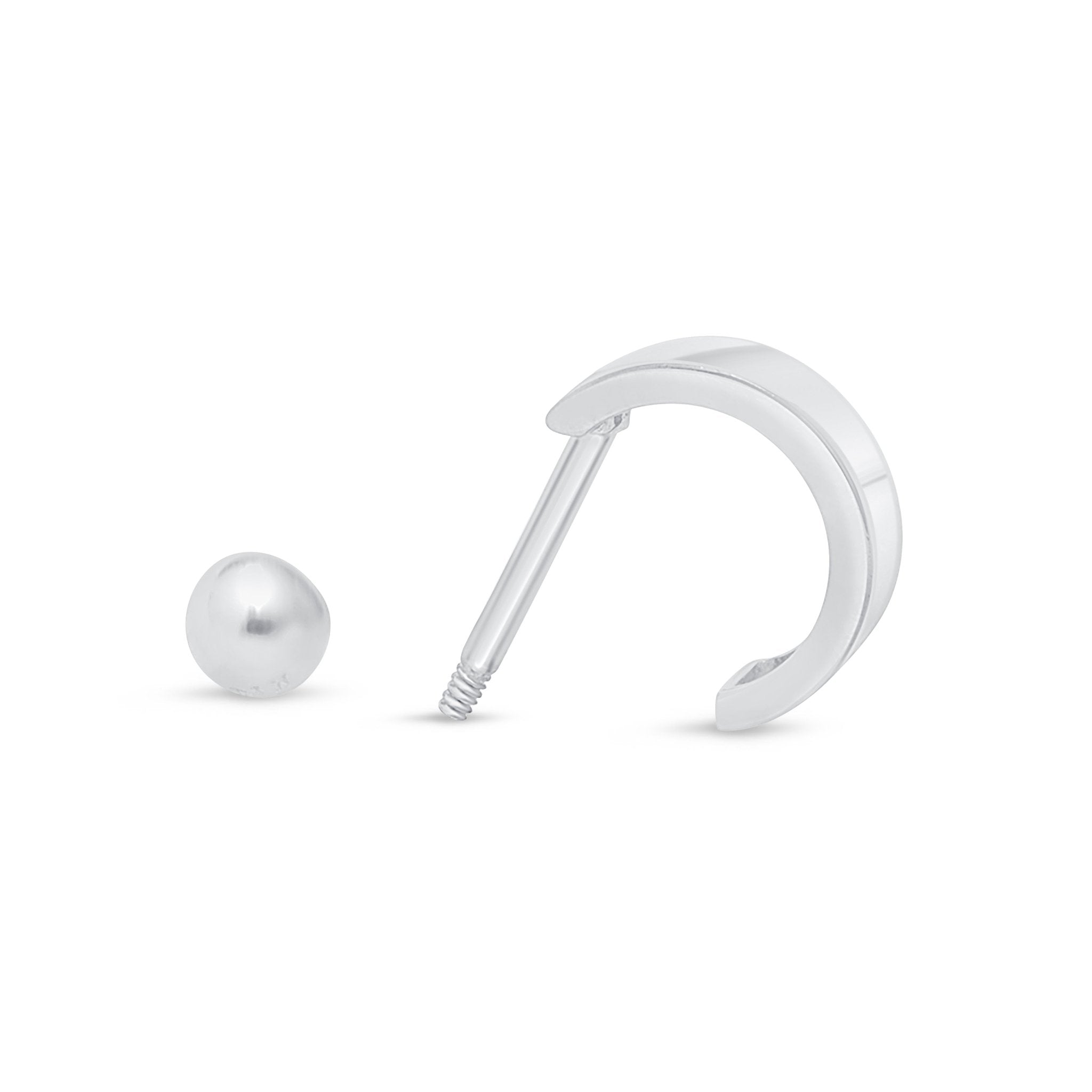 Wide Huggie Hoop Earring in Solid 14k White Gold