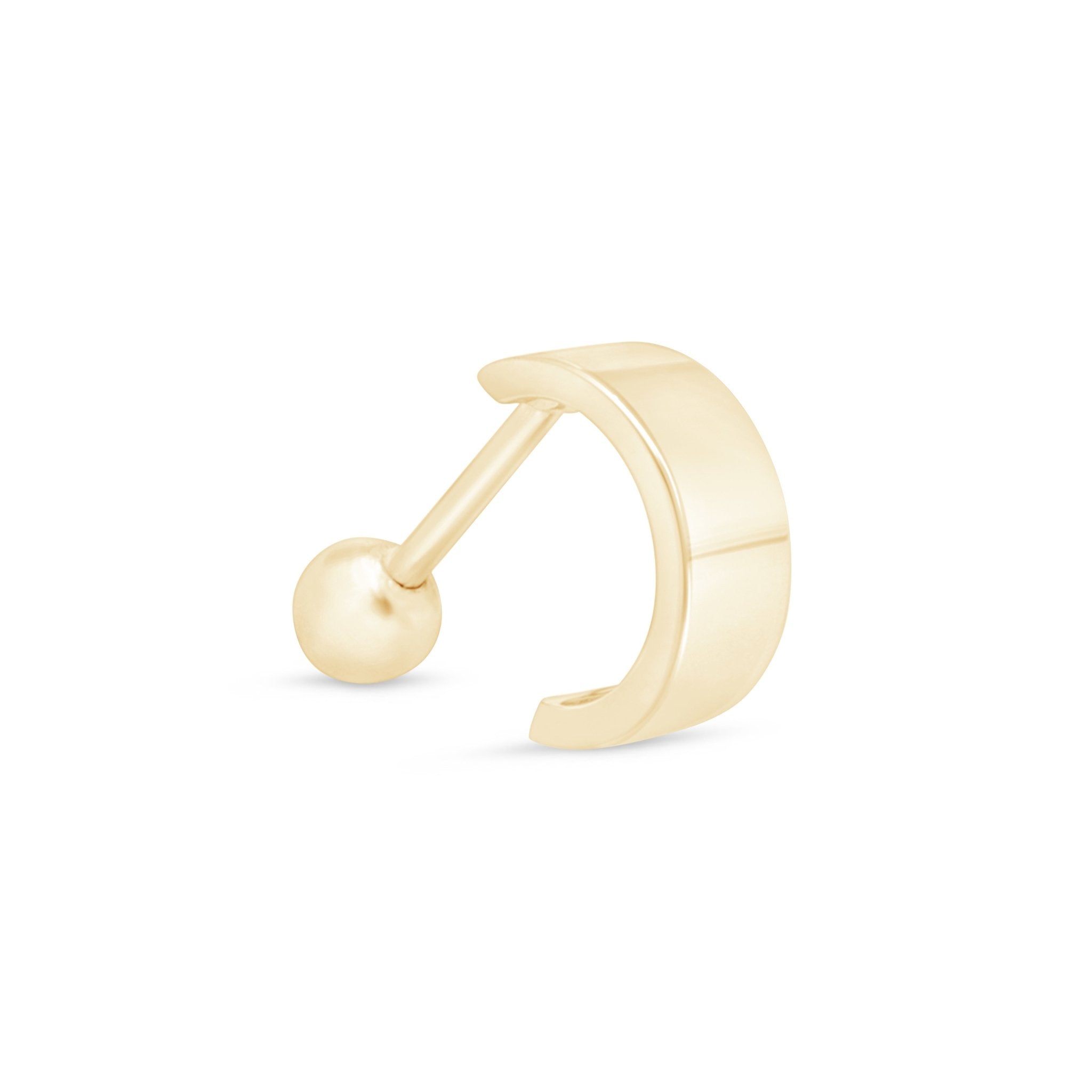 Wide Huggie Hoop in Solid 14k Yellow Gold