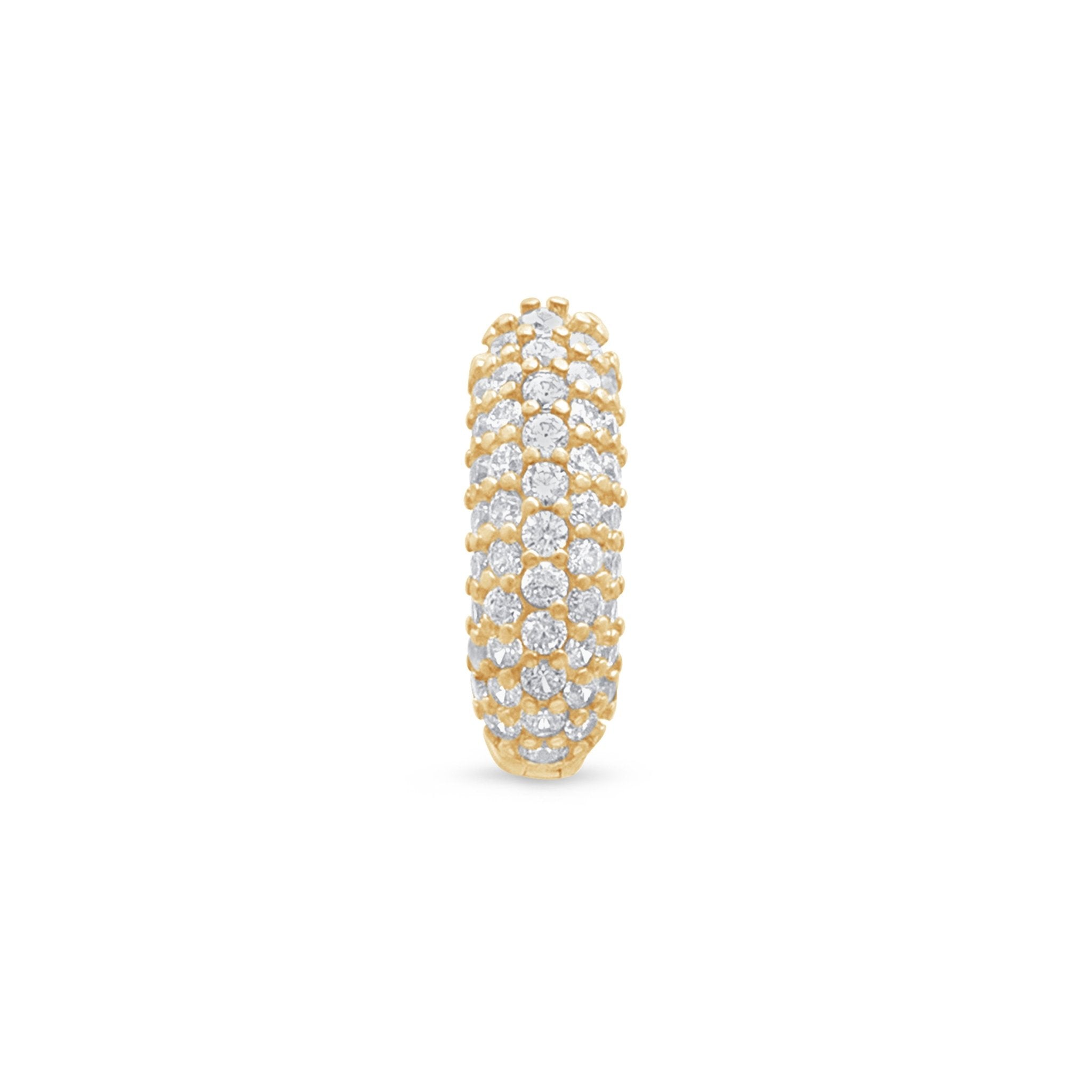 Five Row Pavé Bubble Huggie in Solid 14k Yellow Gold