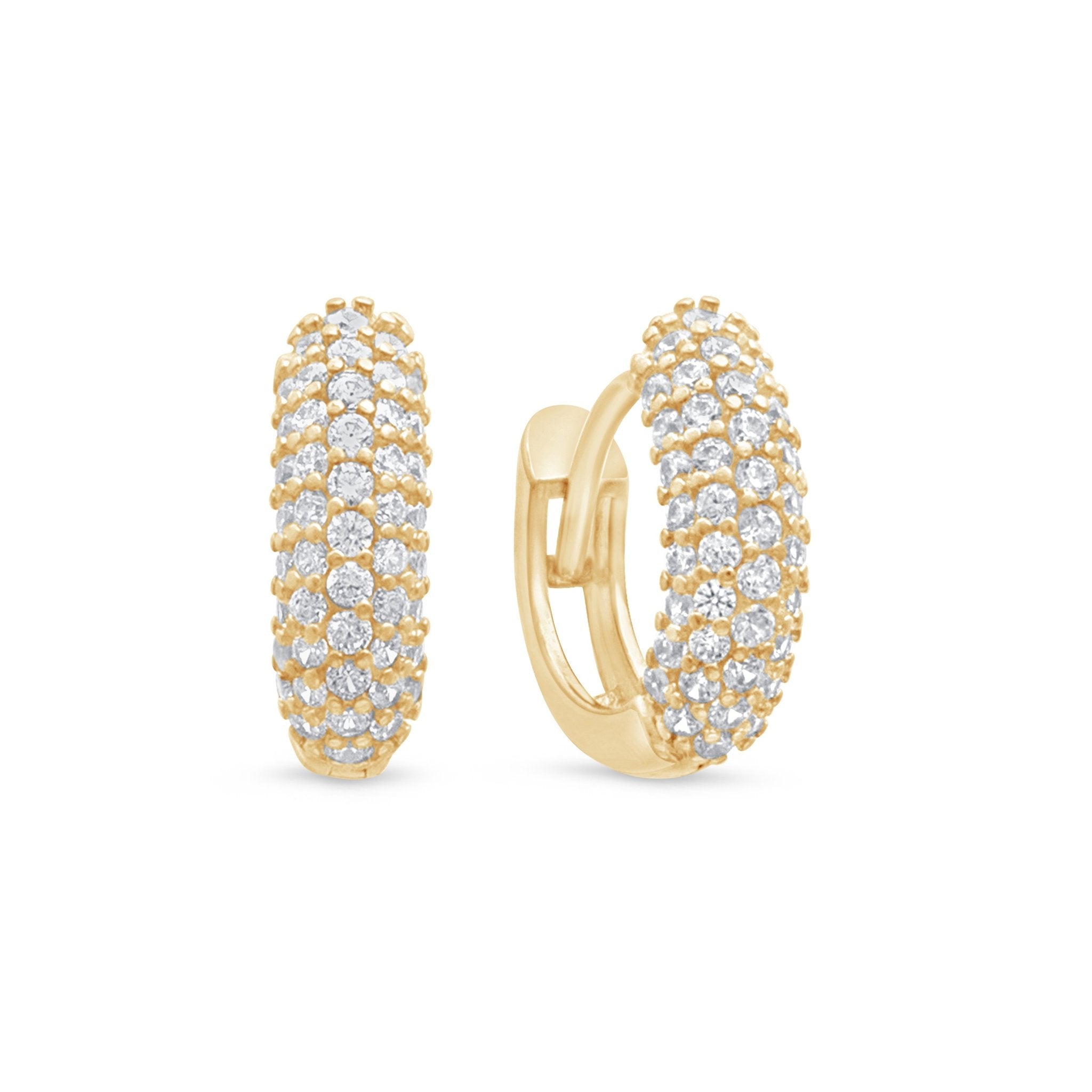 Five Row Pavé Bubble Huggie in Solid 14k Yellow Gold