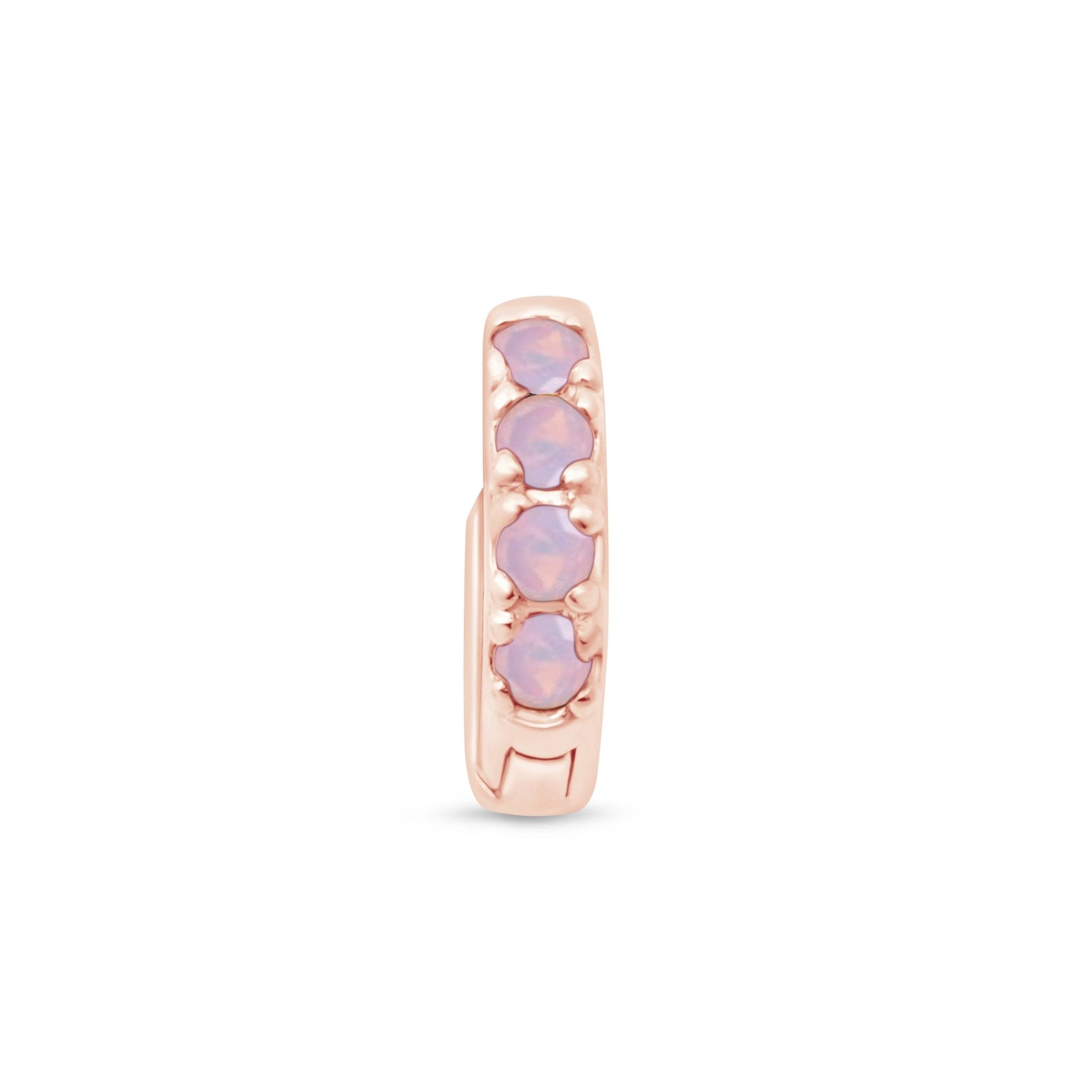 Opal Studded Huggie Earring in Solid 14k Rose Gold