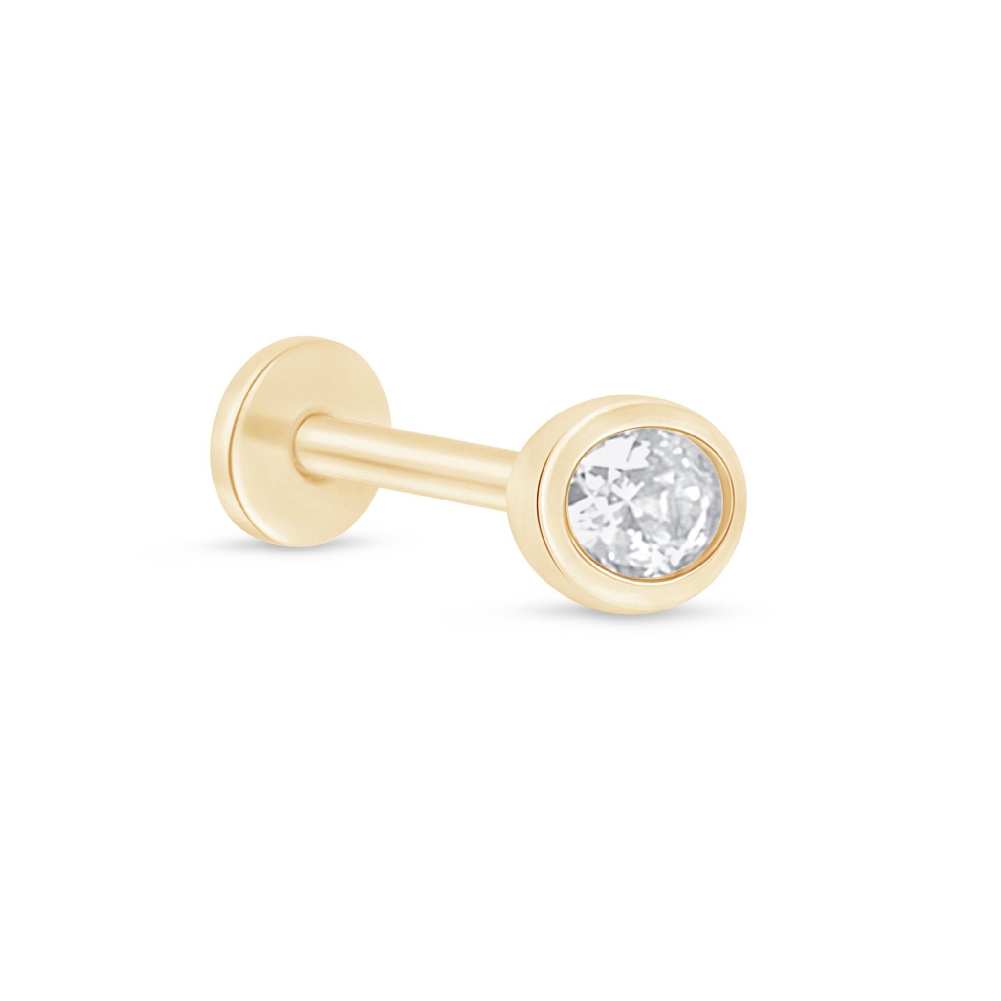Oval Gemstone Flat Back Stud Bezel Set in Solid 14k Yellow Gold