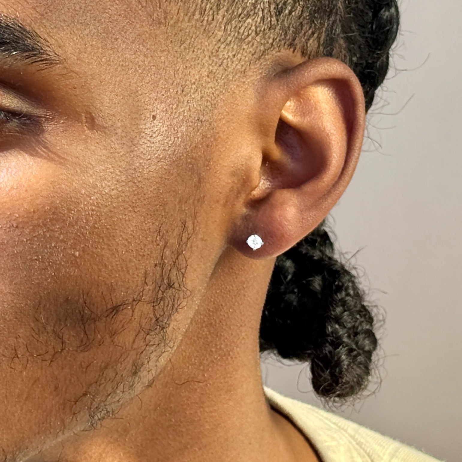Diamond Threaded Flat Back Stud in Solid 14k Rose Gold