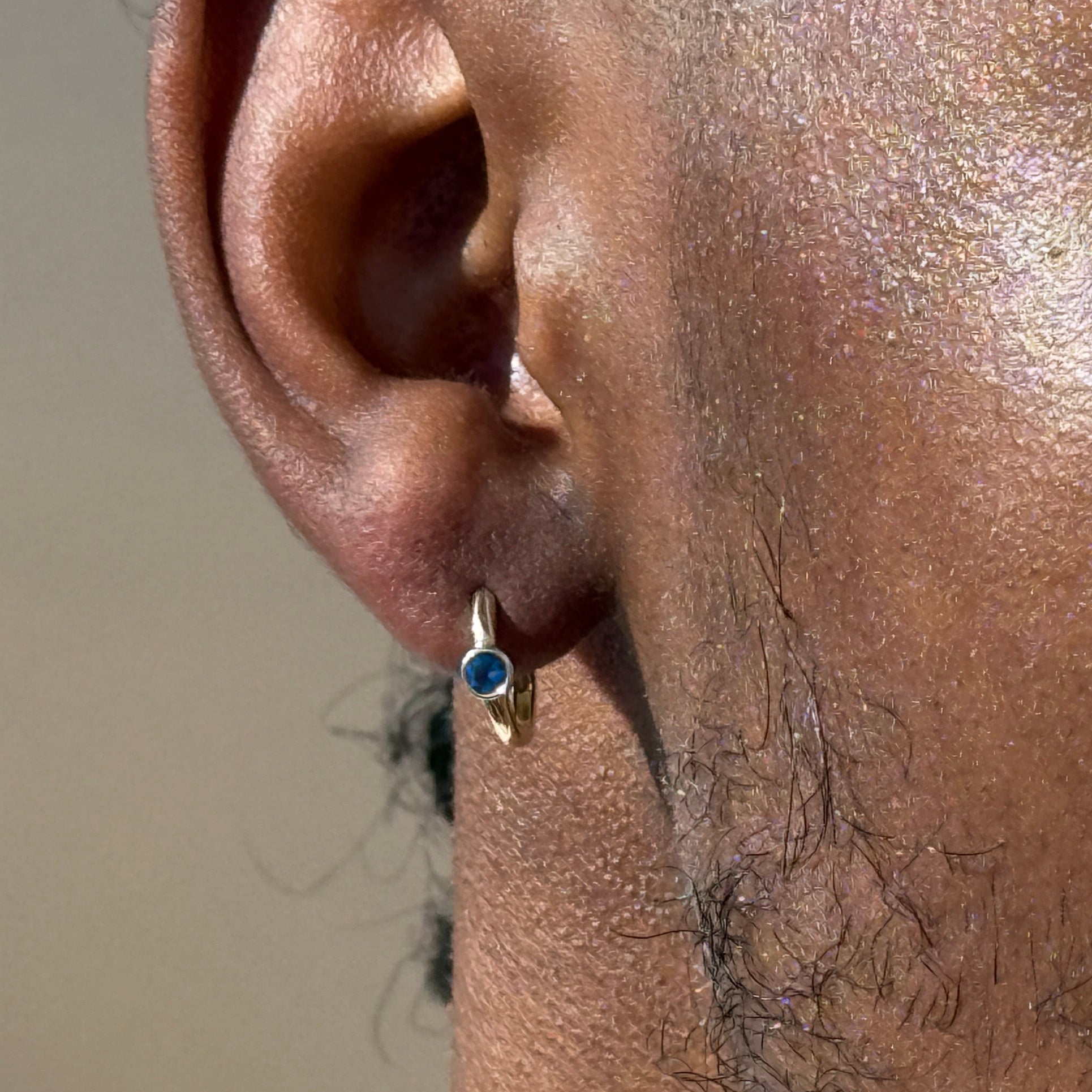 Blue Topaz Bezel Set in Solid 14k Yellow Gold