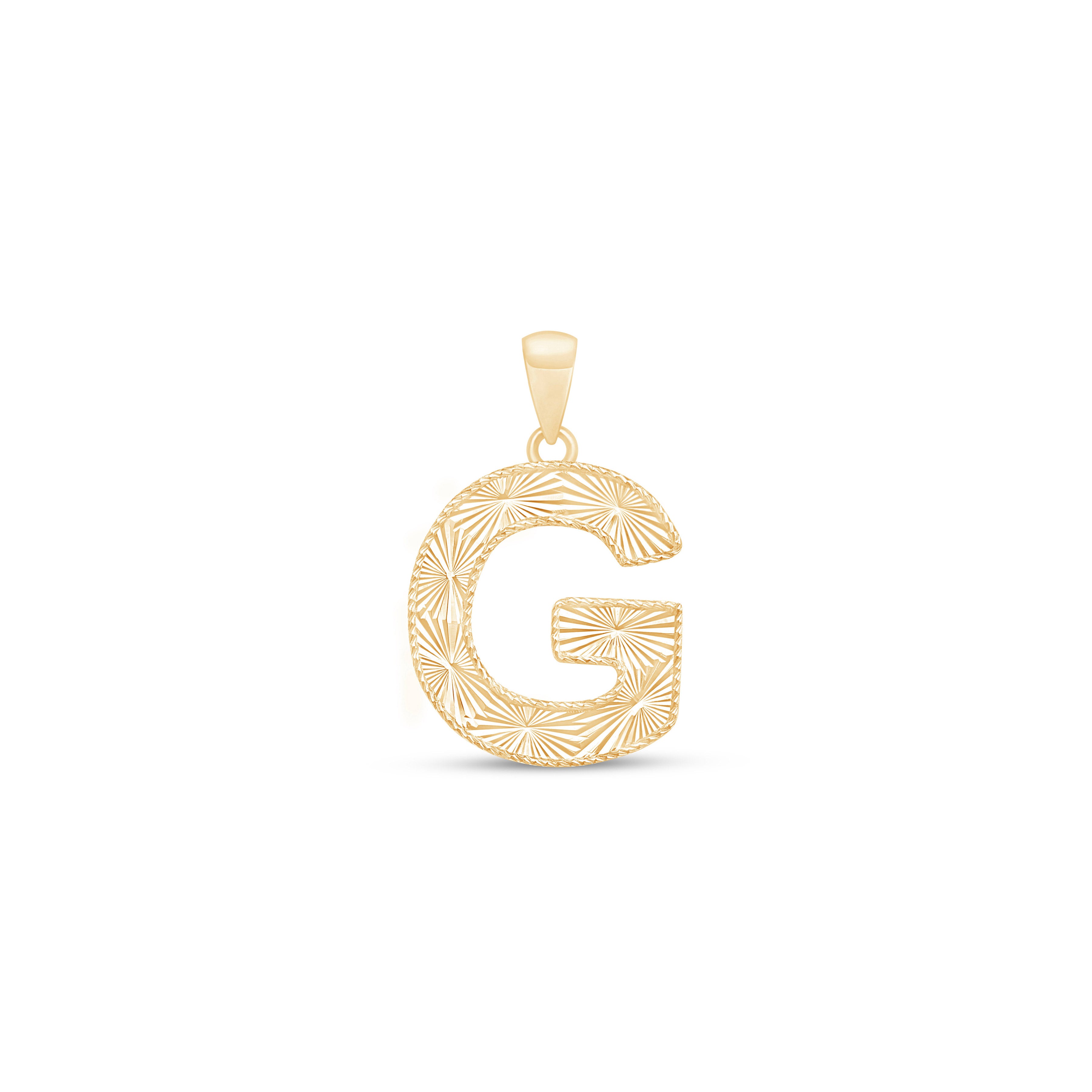 Radiant-Cut Initial Pendant in Solid 10k Yellow Gold - G