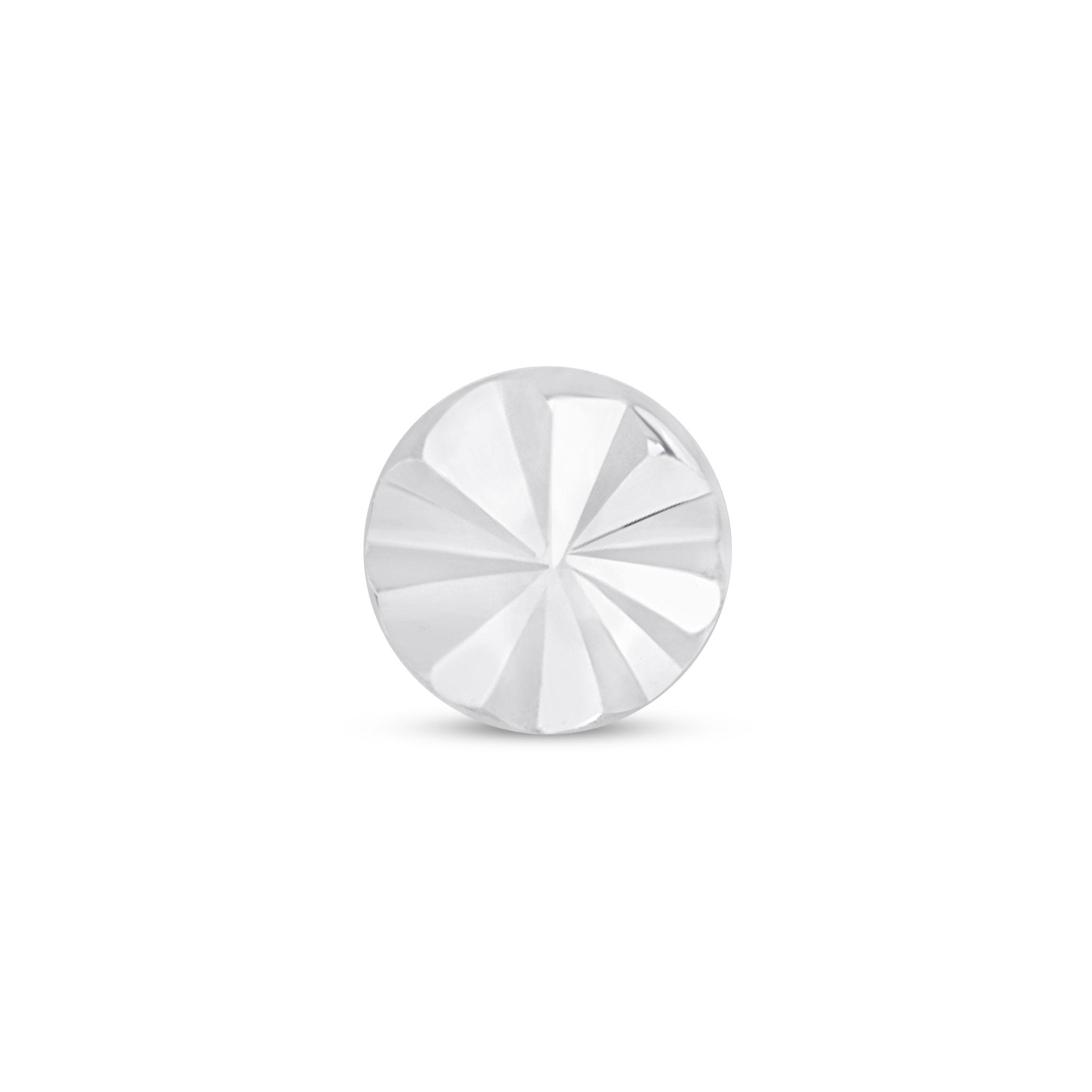 Diamond Cut Solid 14k White Gold Disc Flat Back Stud
