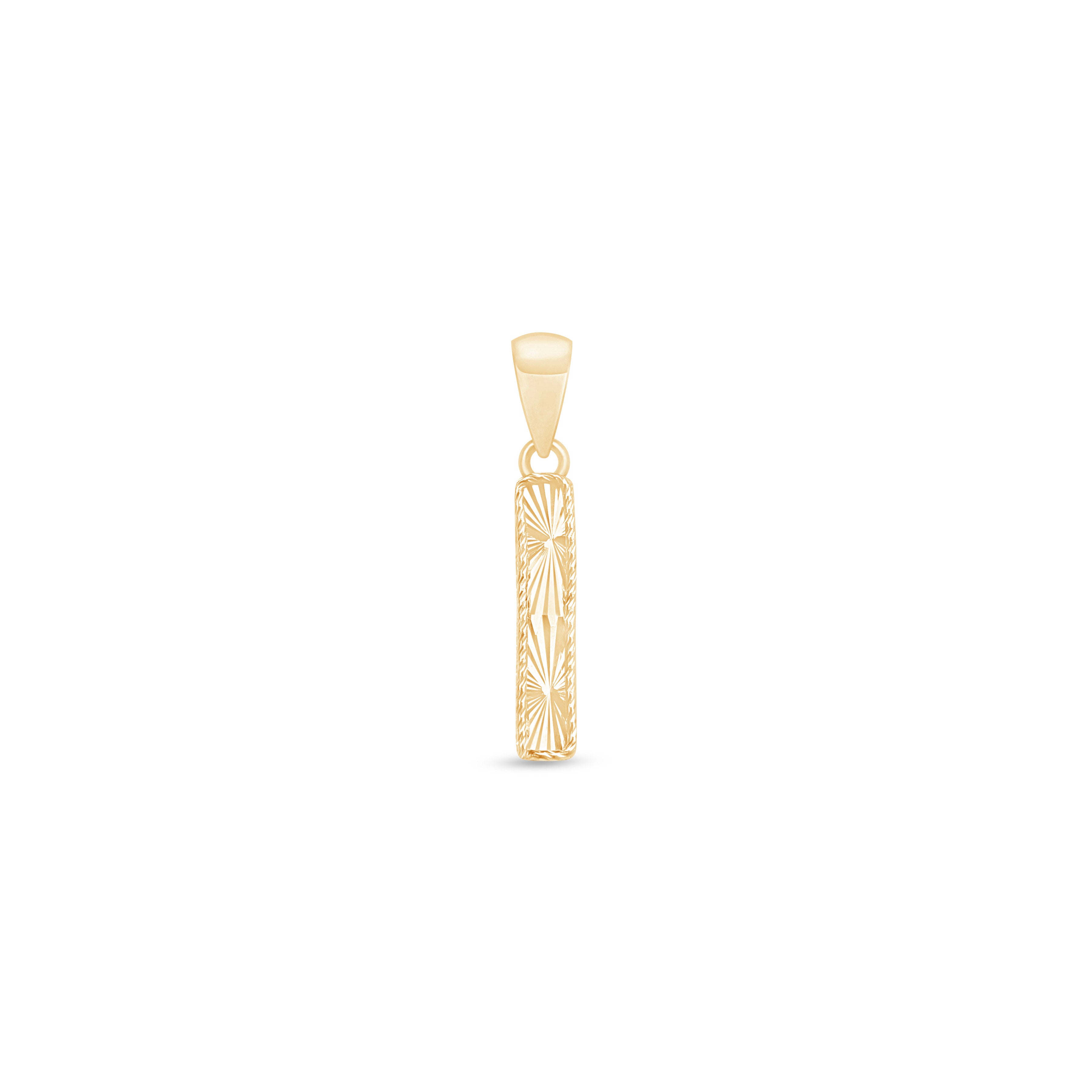 Radiant-Cut Initial Pendant in Solid 10k Yellow Gold - I