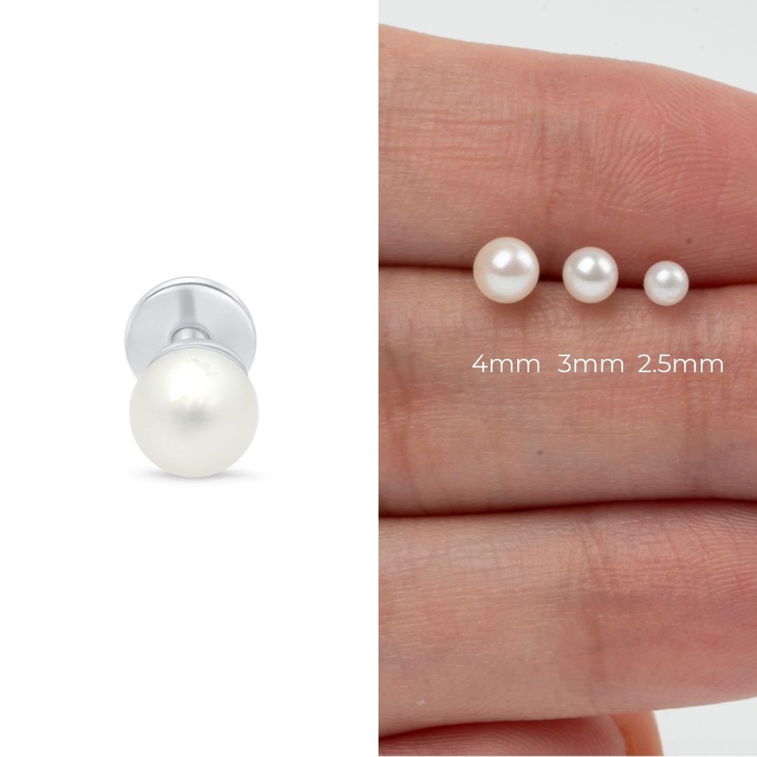 Pearl Flat Back Stud Flat Back Stud in Solid 14k White Gold