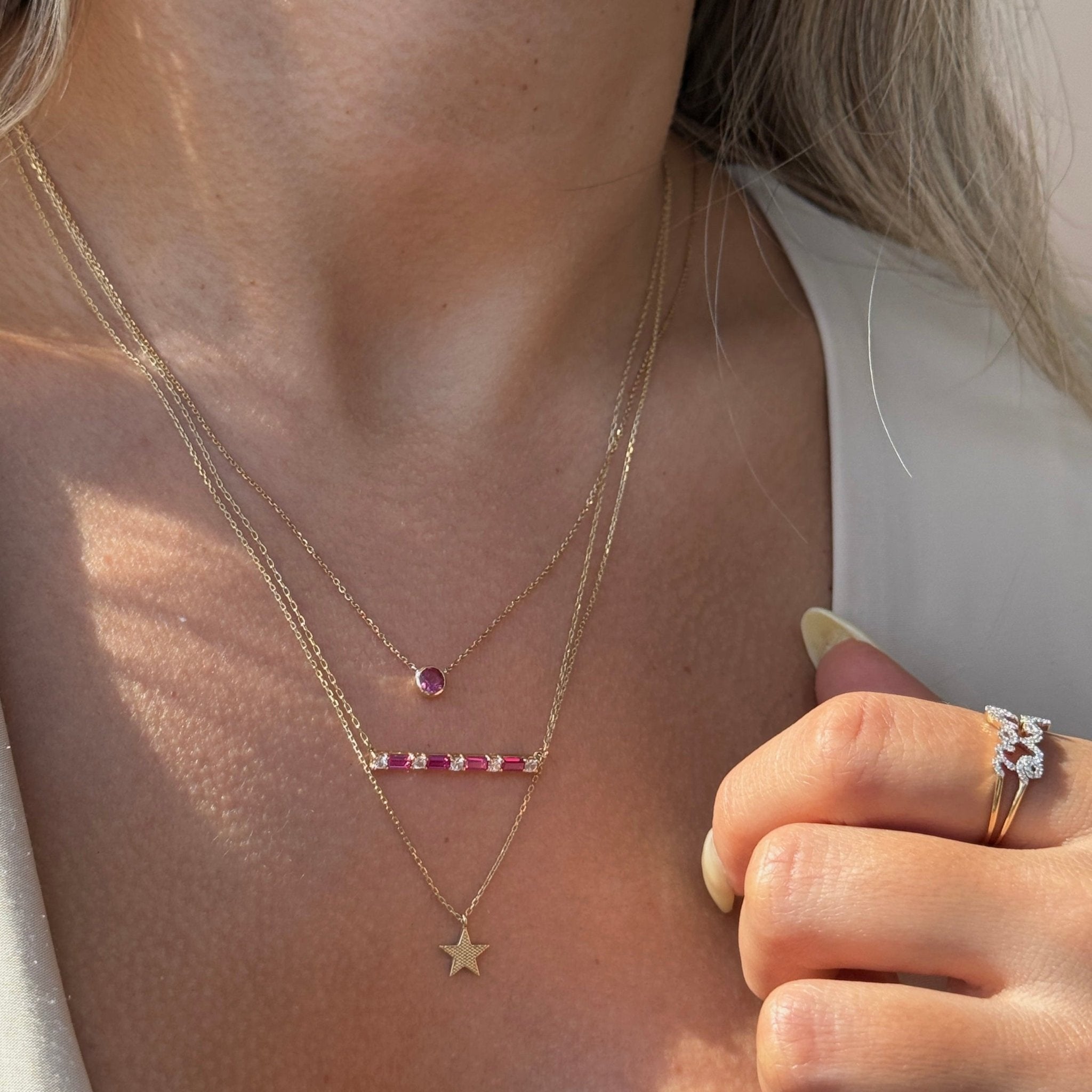 Lucky Star Necklace in Solid 14k Yellow Gold
