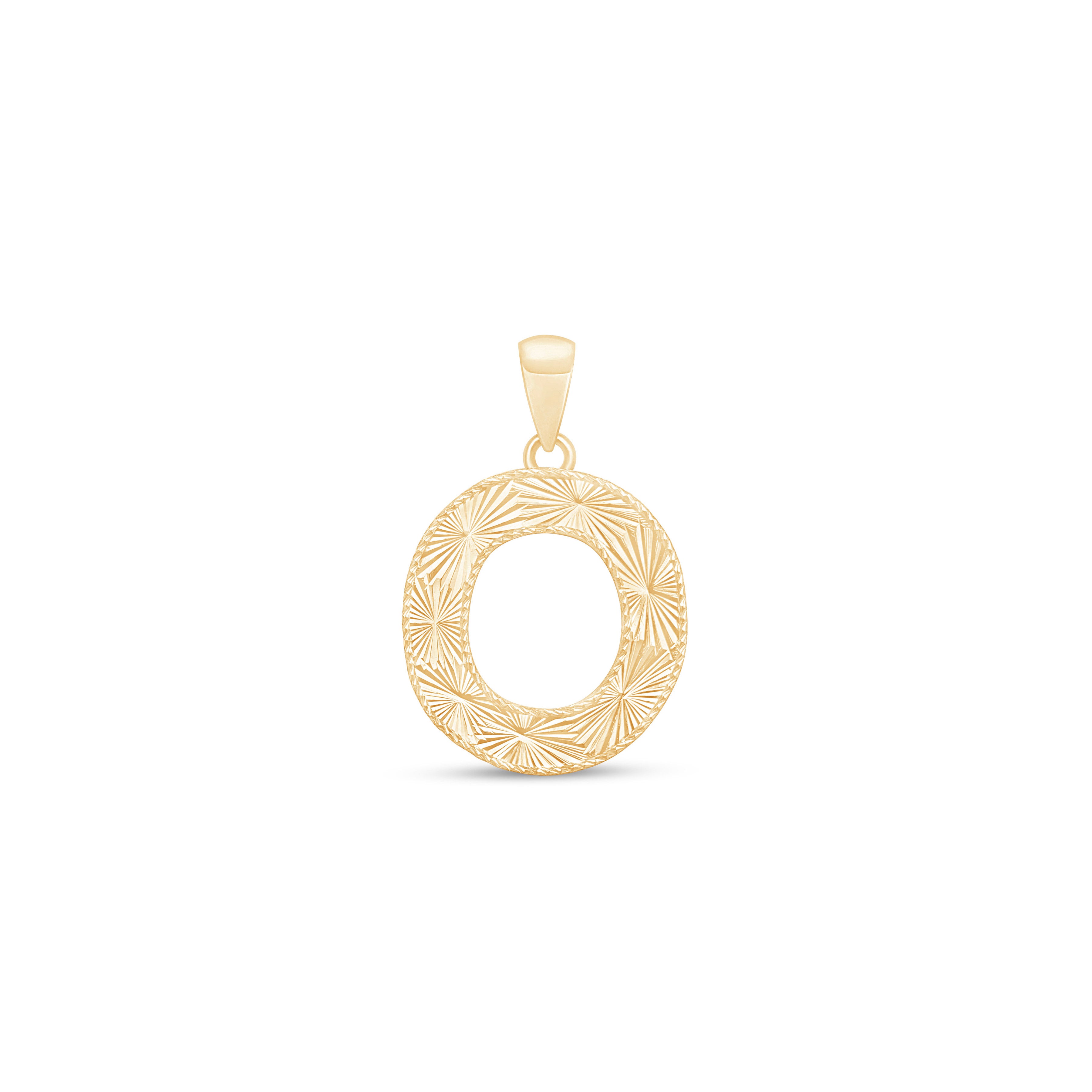 Radiant-Cut Initial Pendant in Solid 10k Yellow Gold - O