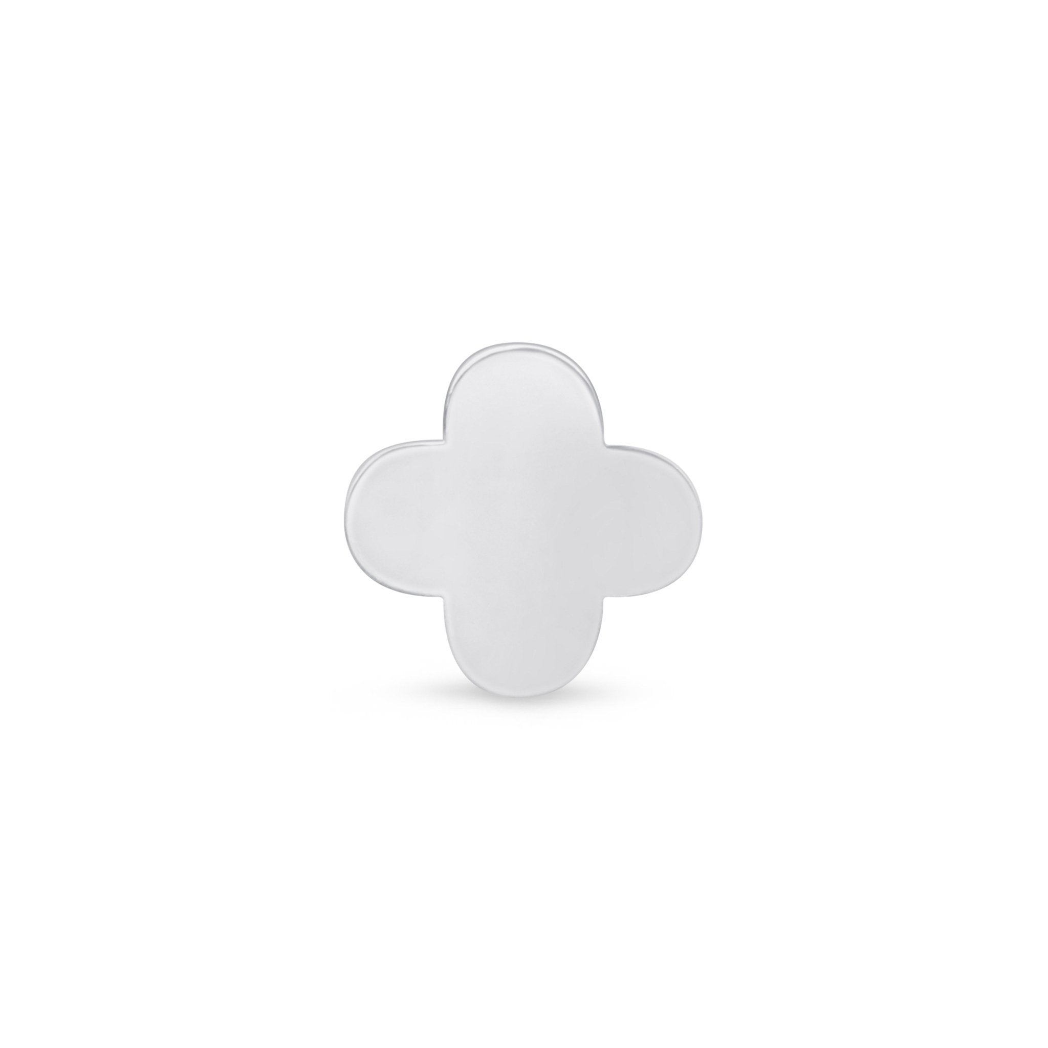 Gold Clover Flat Back Stud in Solid 14k White Gold