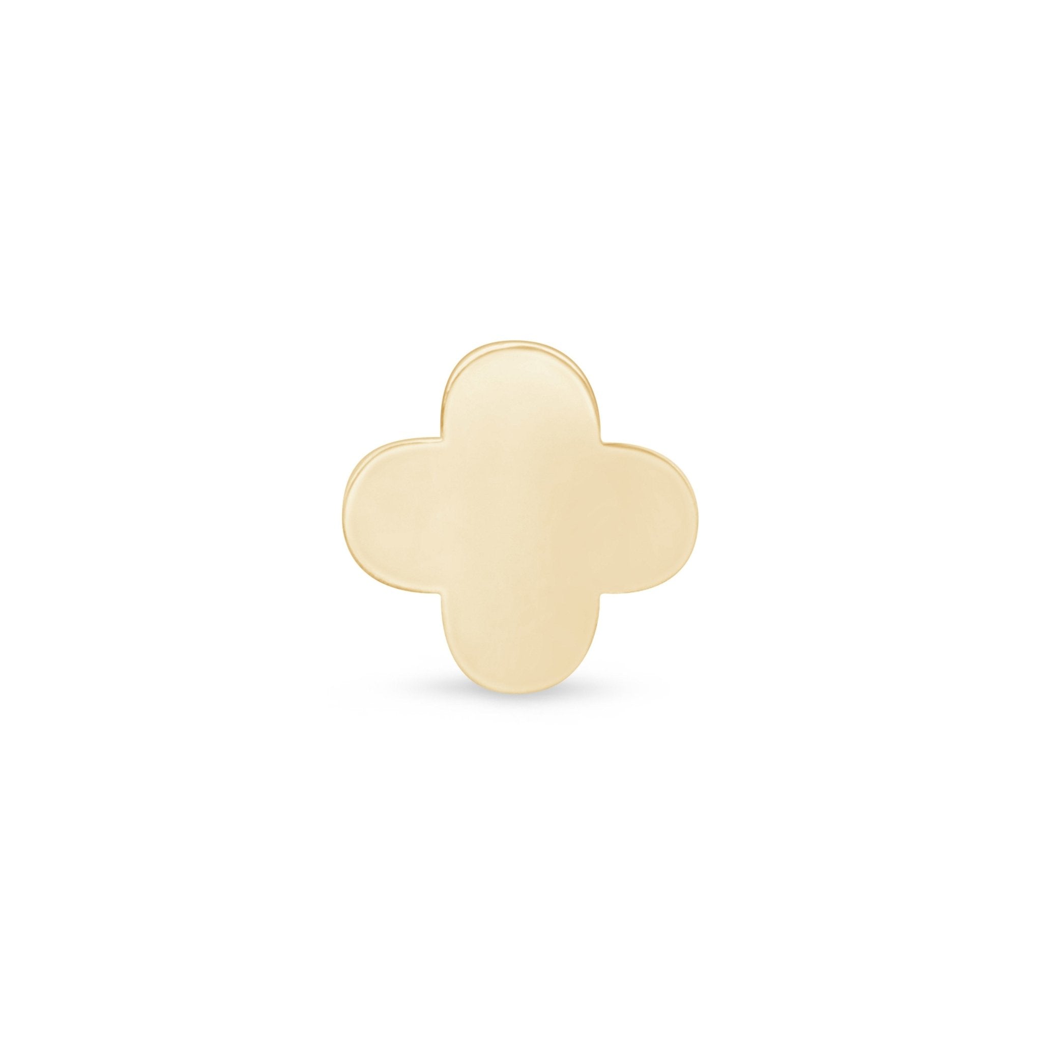 Gold Clover Flat Back Stud in Solid 14k Yellow Gold