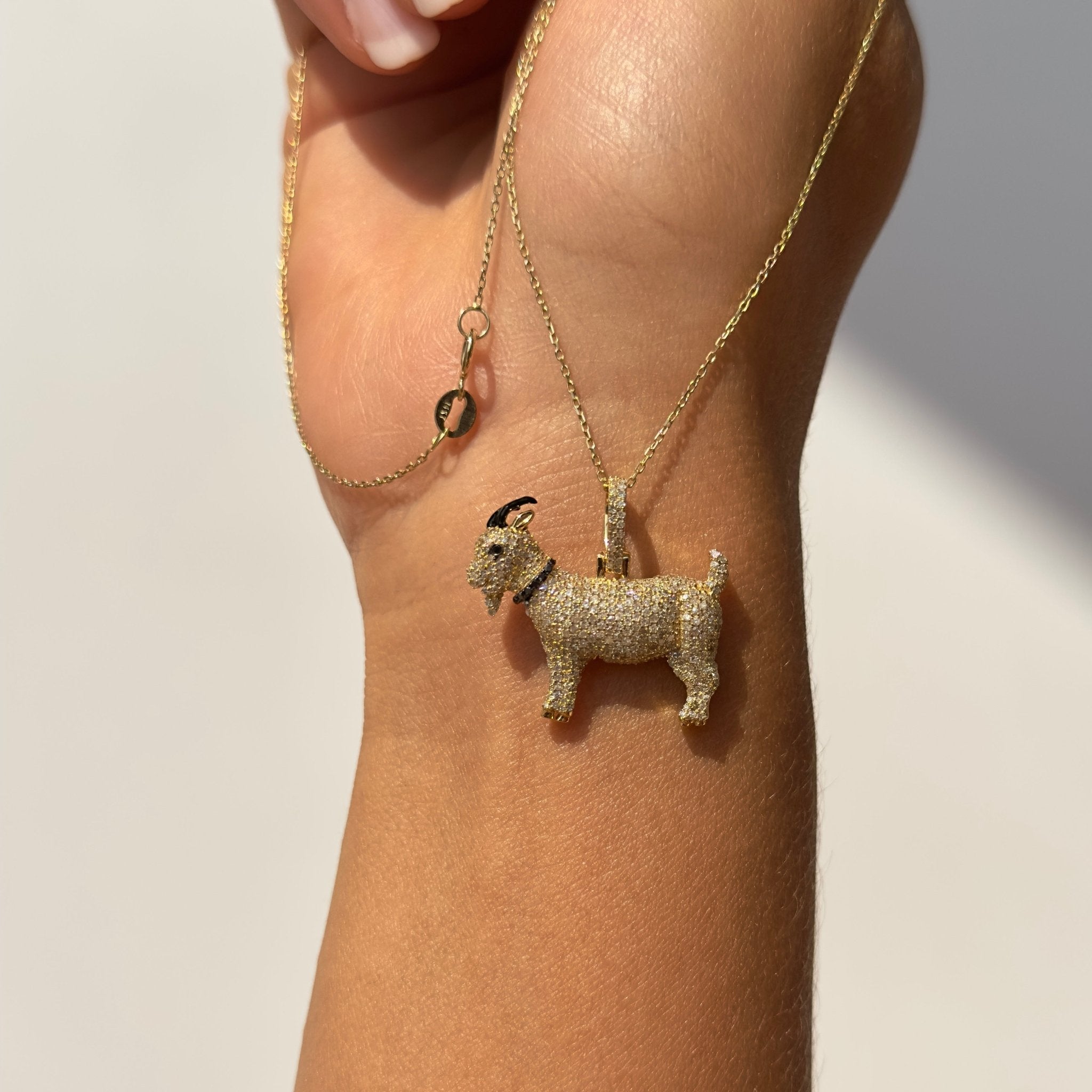 Diamond GOAT Pendant in Solid 10k Yellow Gold