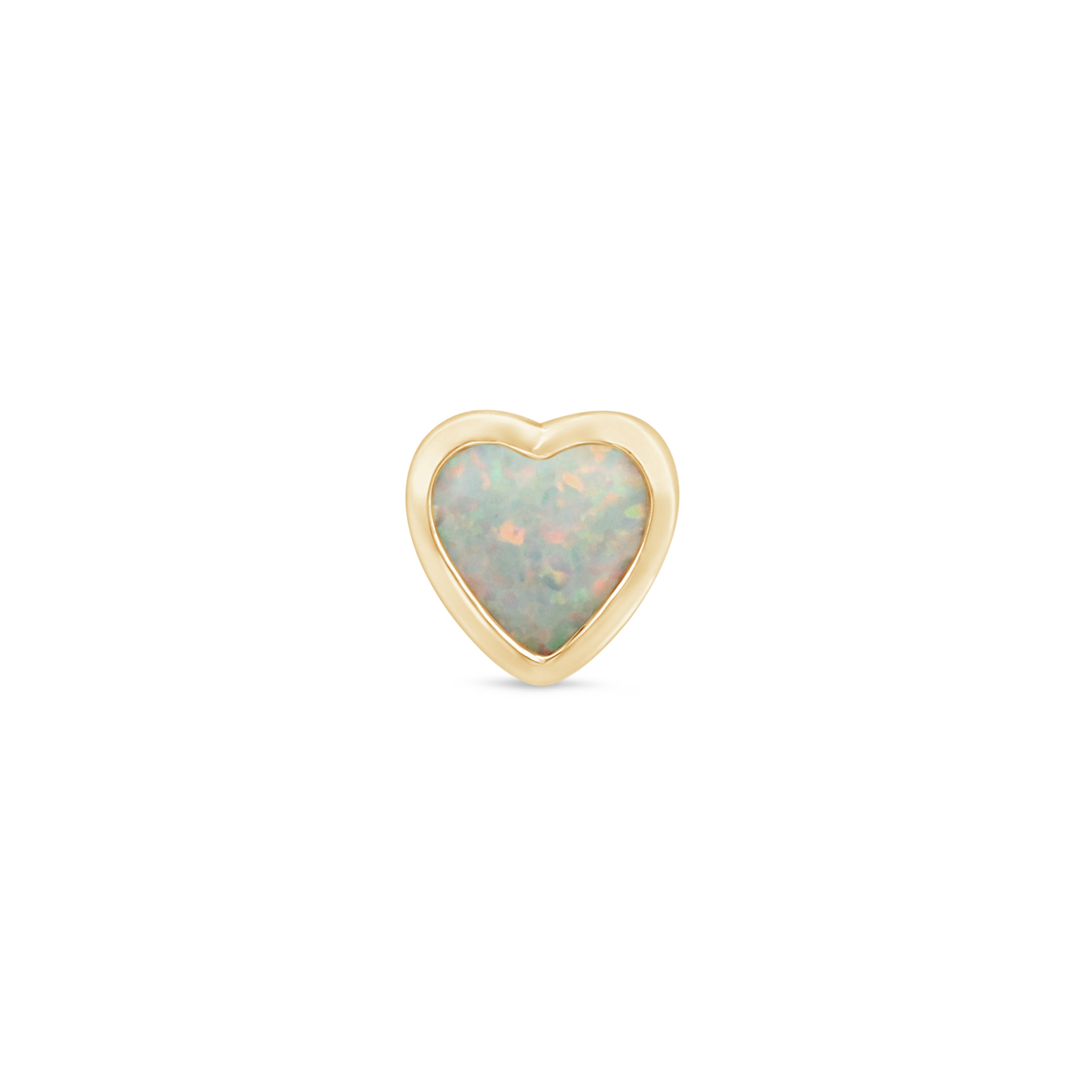 Solid 14k Gold Opal Heart Stud Earring