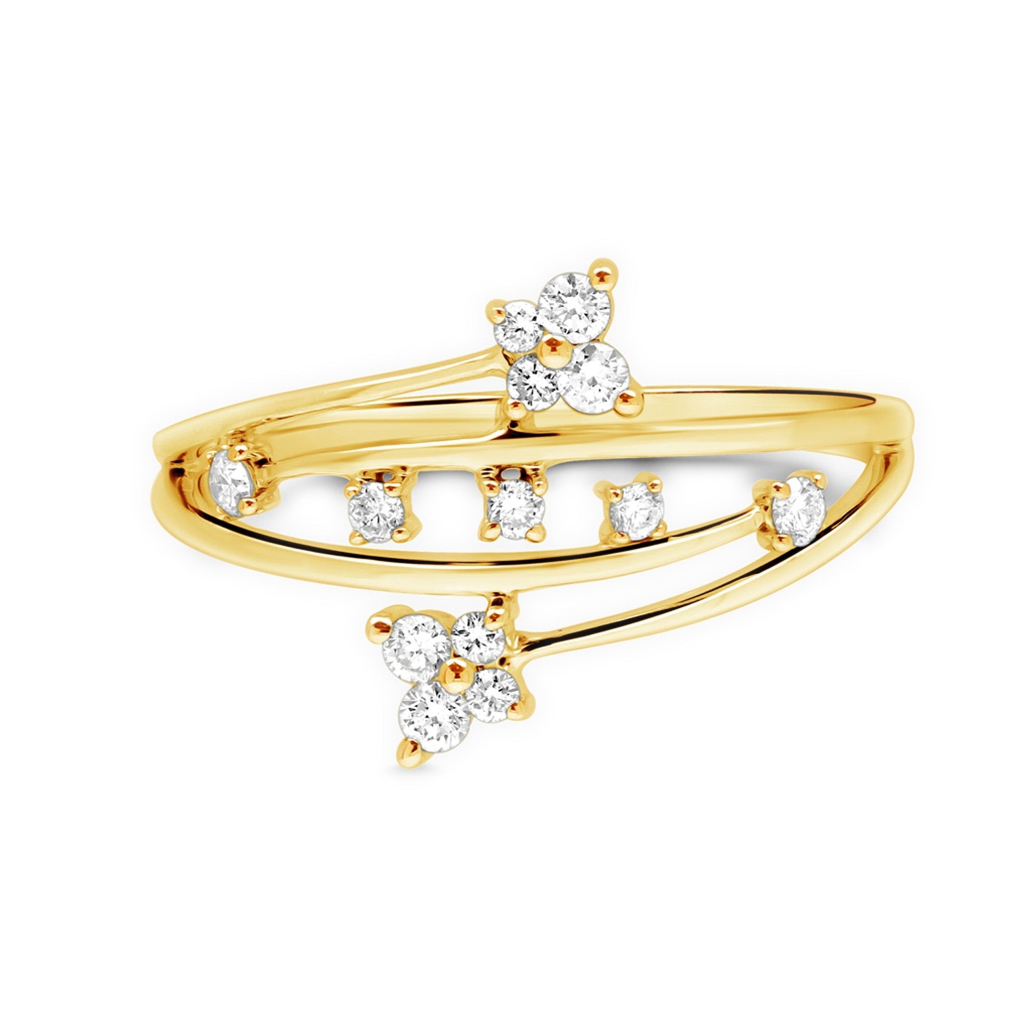 Diamond Butterfly Wrap Cocktail Ring in Solid 14k Yellow Gold
