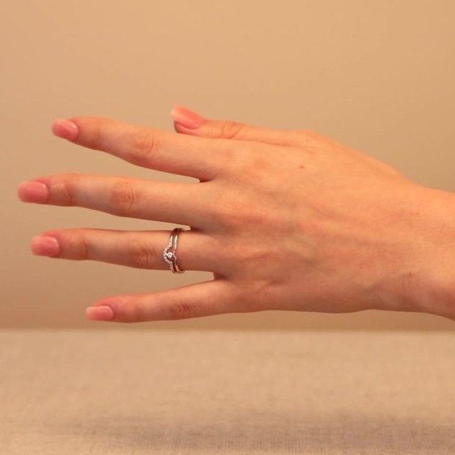 Diamond Curve Double Layer Band in Solid 14k Yellow Gold