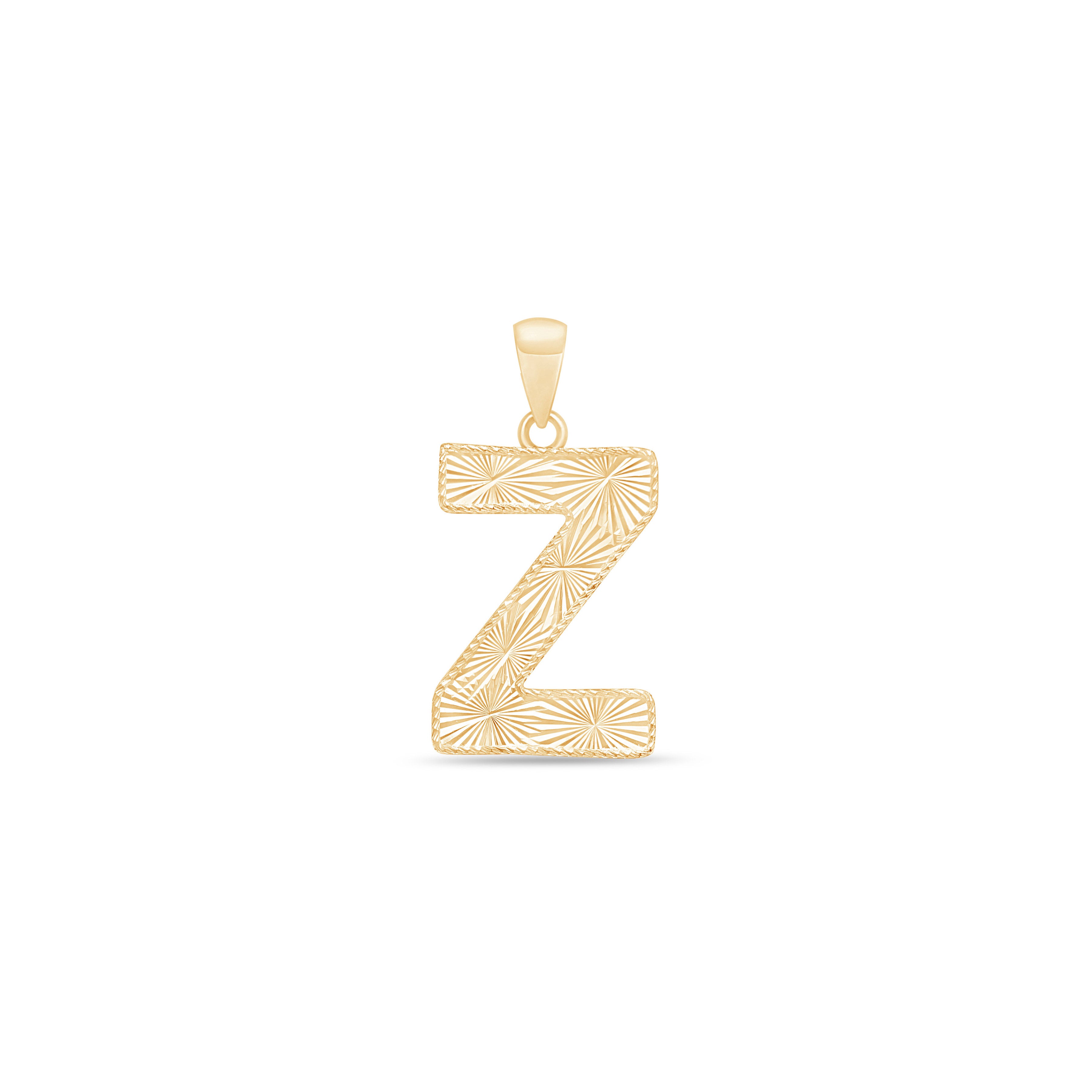 Radiant-Cut Initial Pendant in Solid 10k Yellow Gold - Z