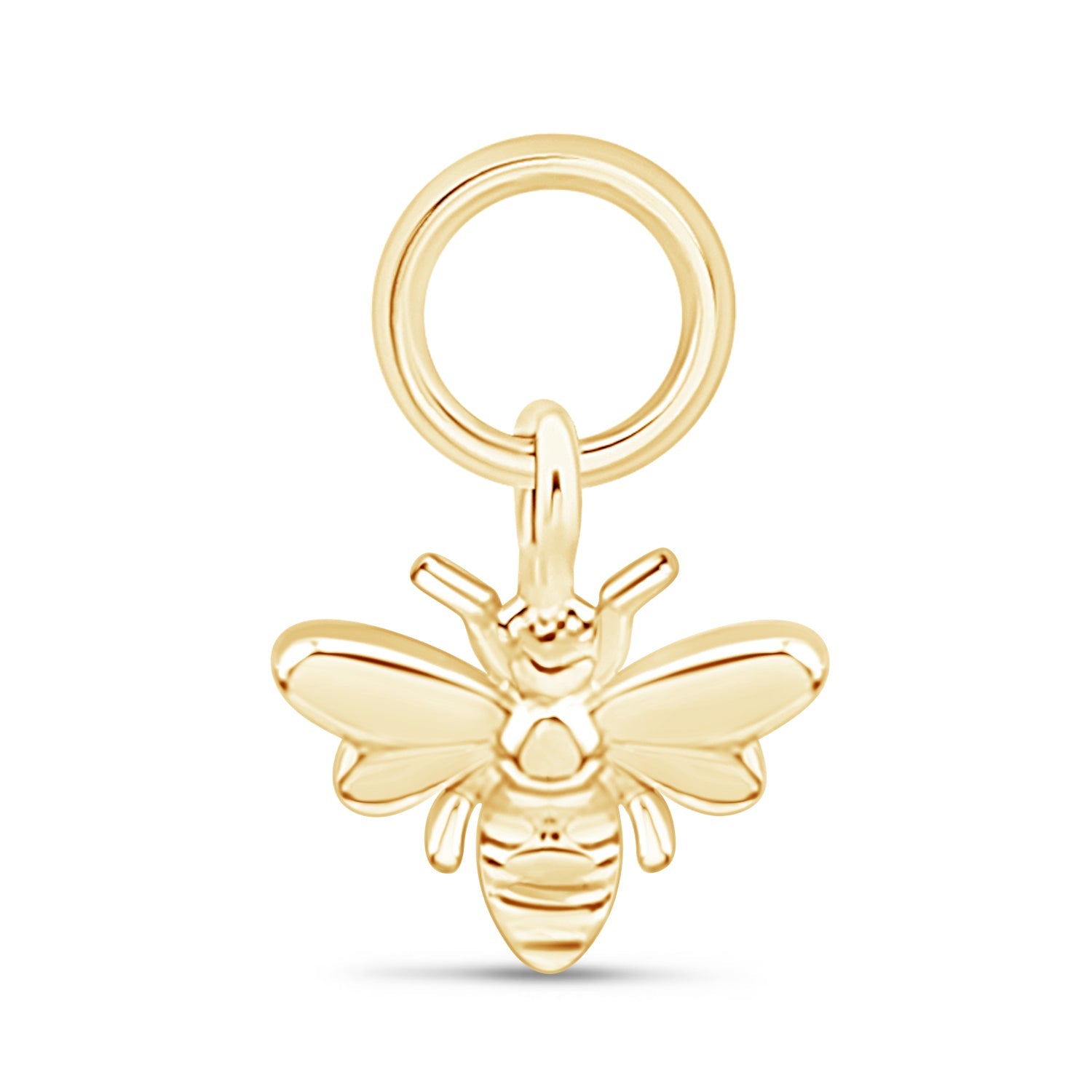 Hoop with Bee Charm in Solid 14k Yellow Gold