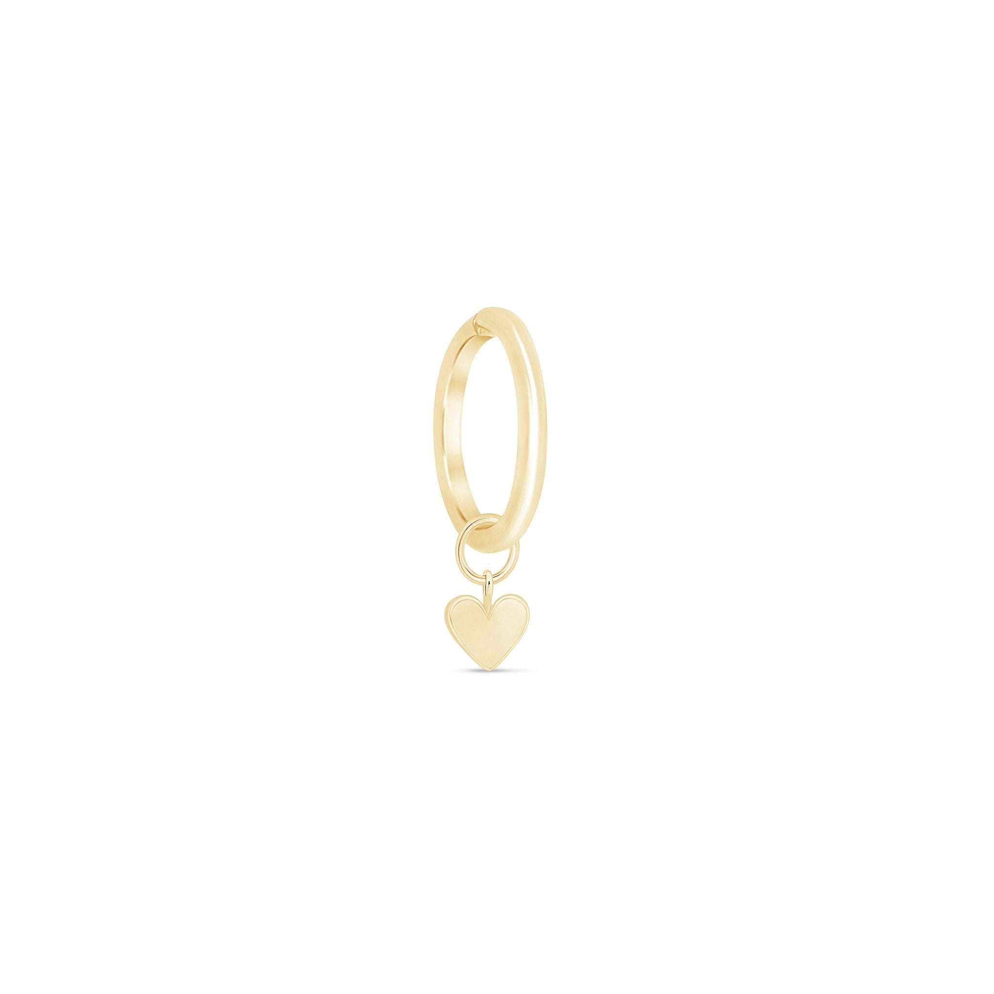 Hoop with Heart Charm in Solid 14k Yellow Gold