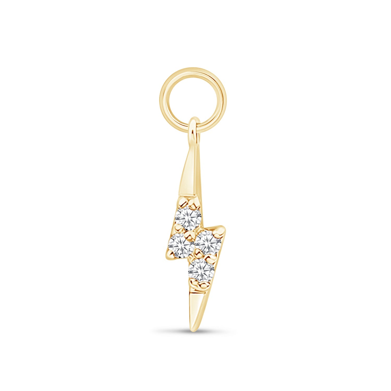 Hoop with Lightning Bolt Charm in Solid 14k Yellow Gold