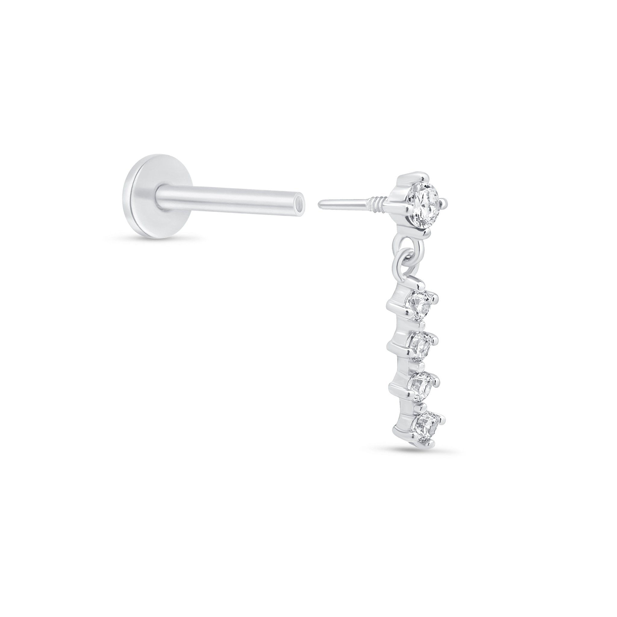 a pair of white gold and diamond earrings