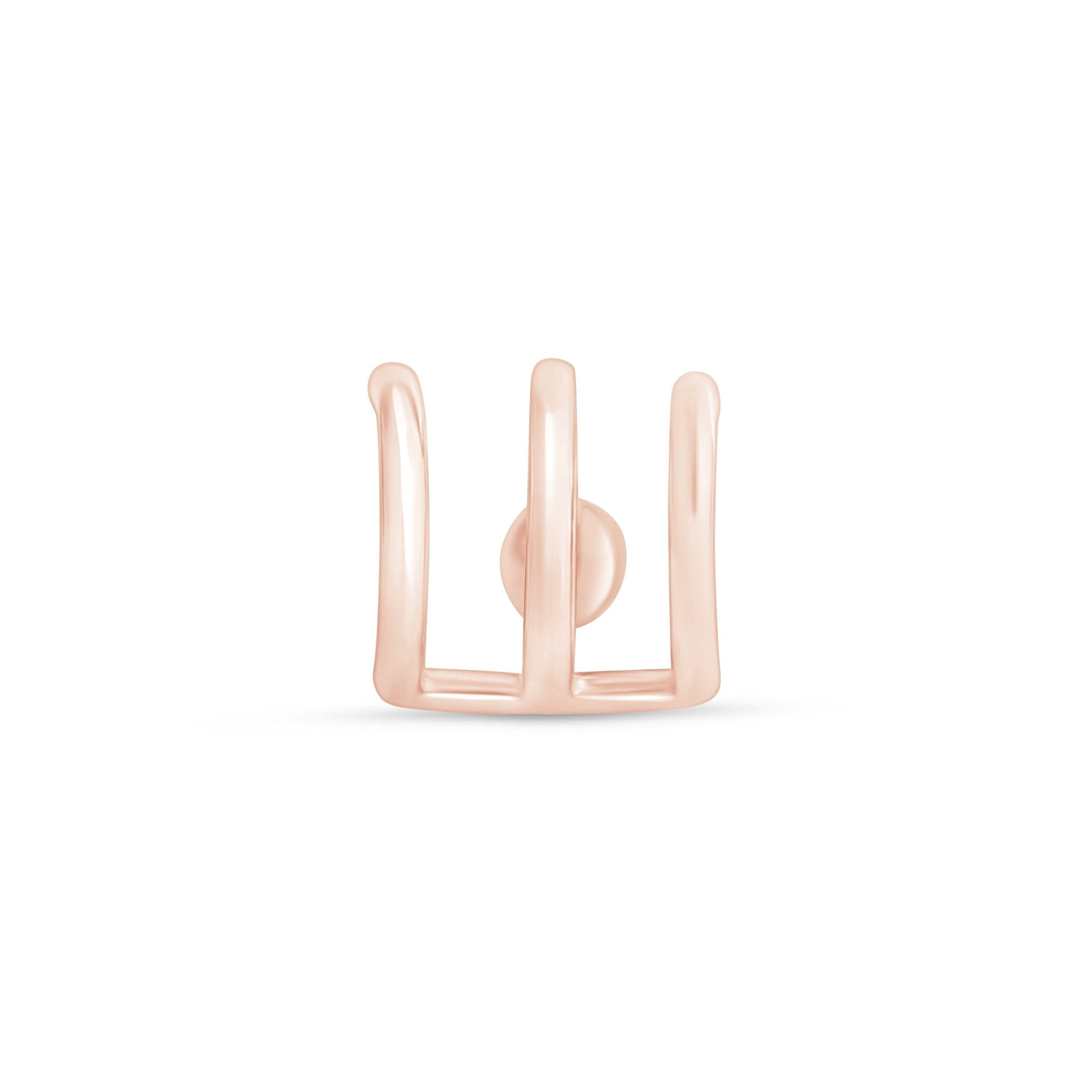 Triple Illusion Hoop Ball Back Huggie Stud in Solid 14k Rose Gold