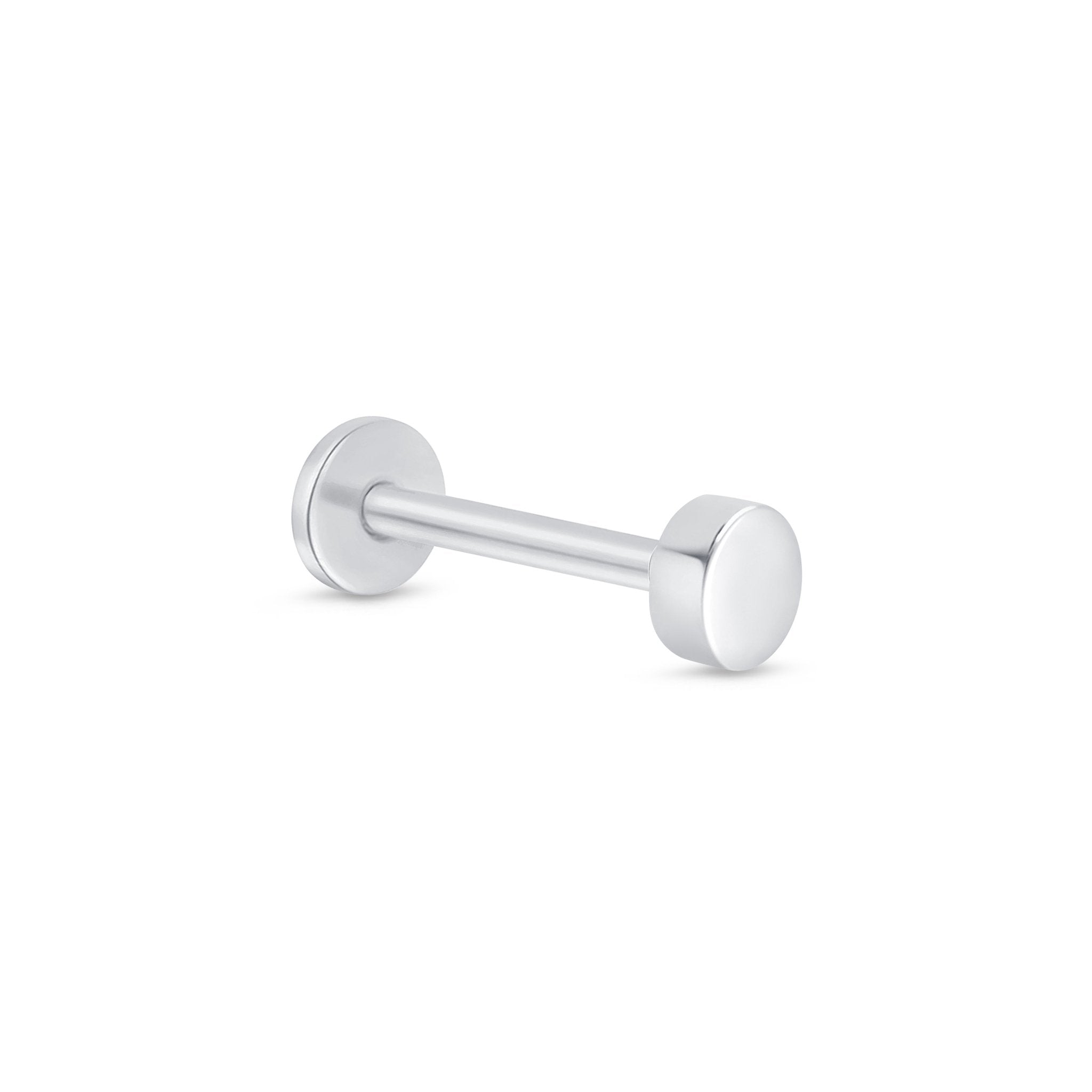Gold Disc Flat Back Stud in Solid 14k White Gold