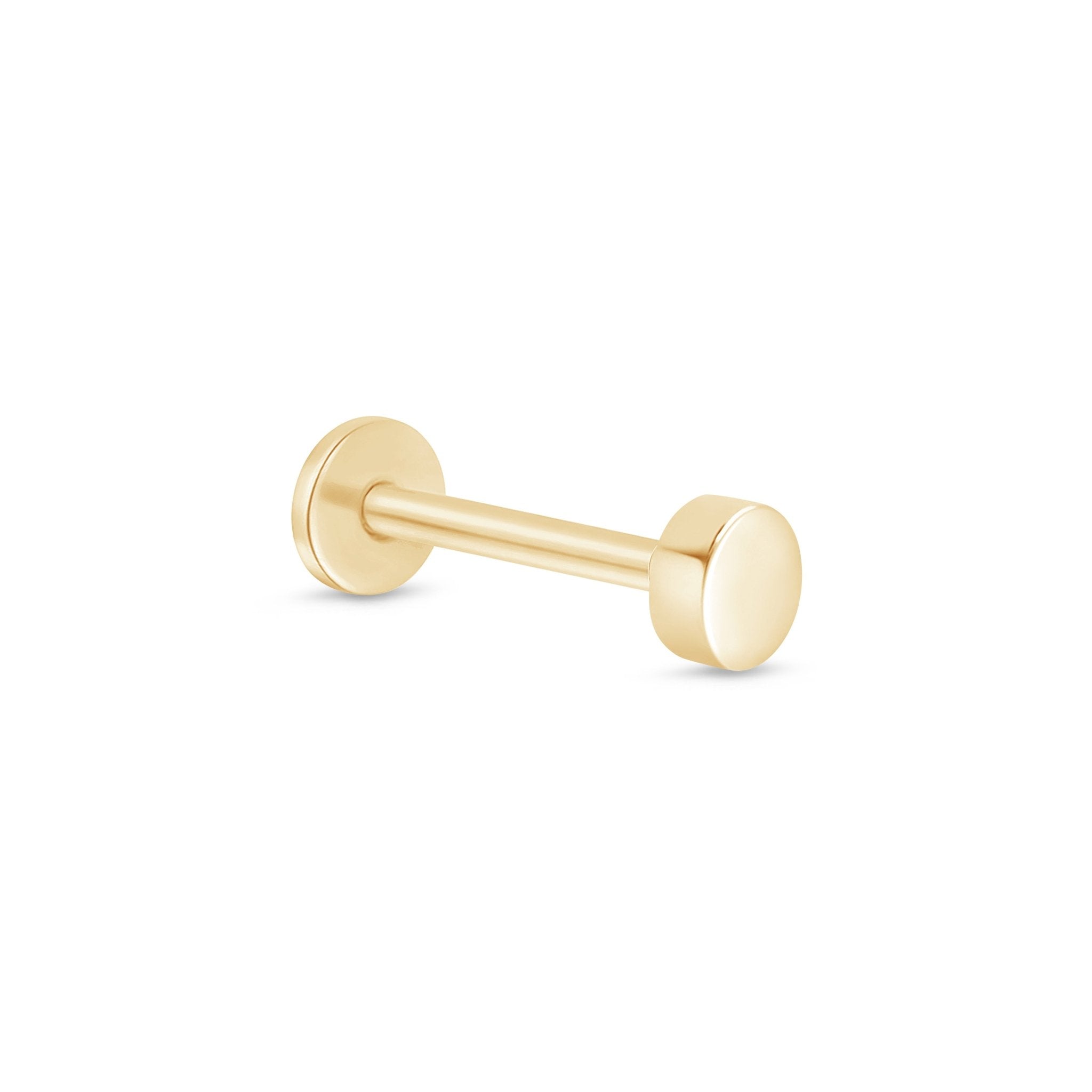 Gold Disc Flat Back Stud in Solid 14k Yellow Gold