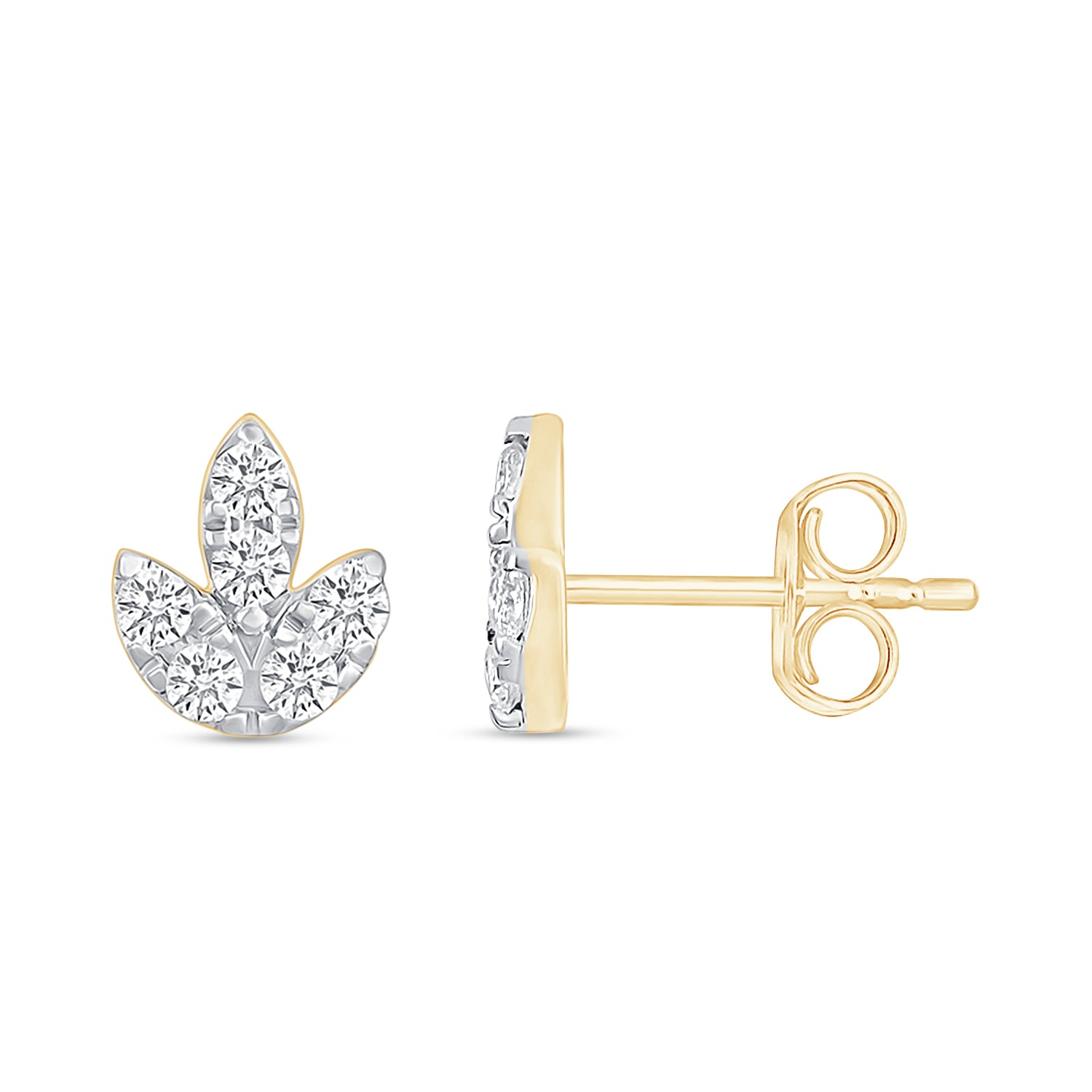 Diamond Earrings in Solid 10k Yellow Gold