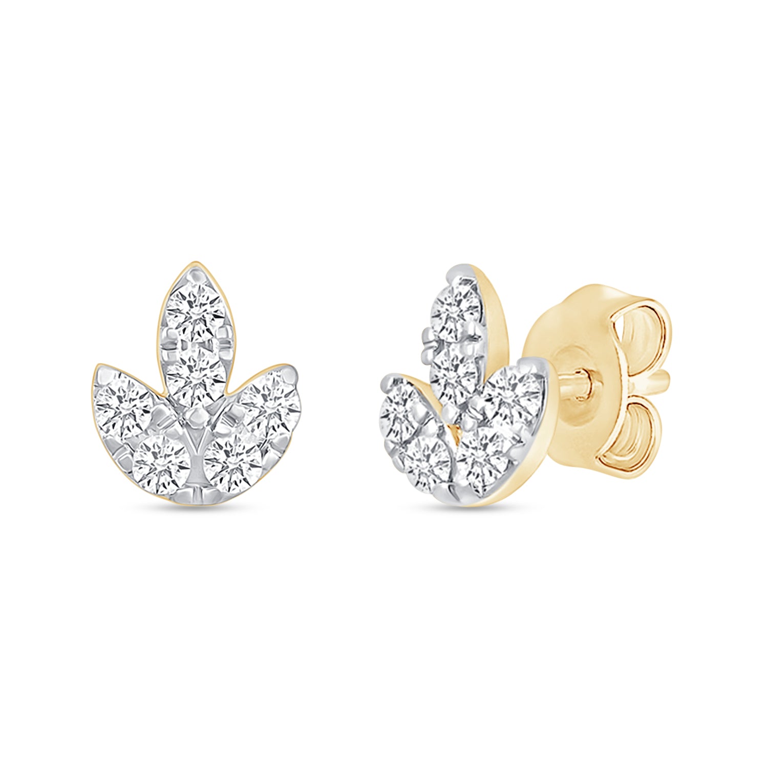 Diamond Earrings in Solid 10k Yellow Gold